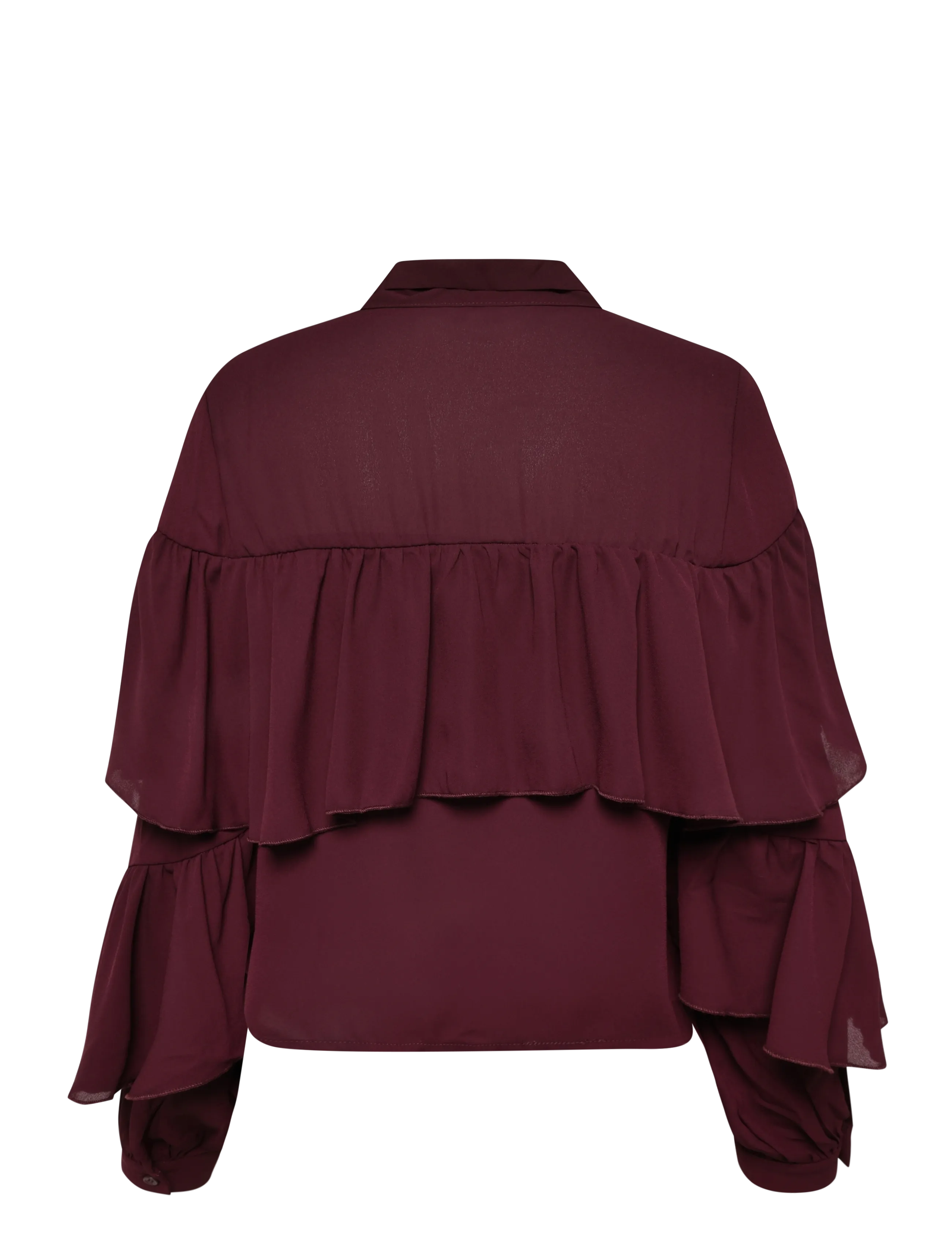Bubbleroom - Flounce Tie Blouse - langärmelige blusen - dark wine-red - 2