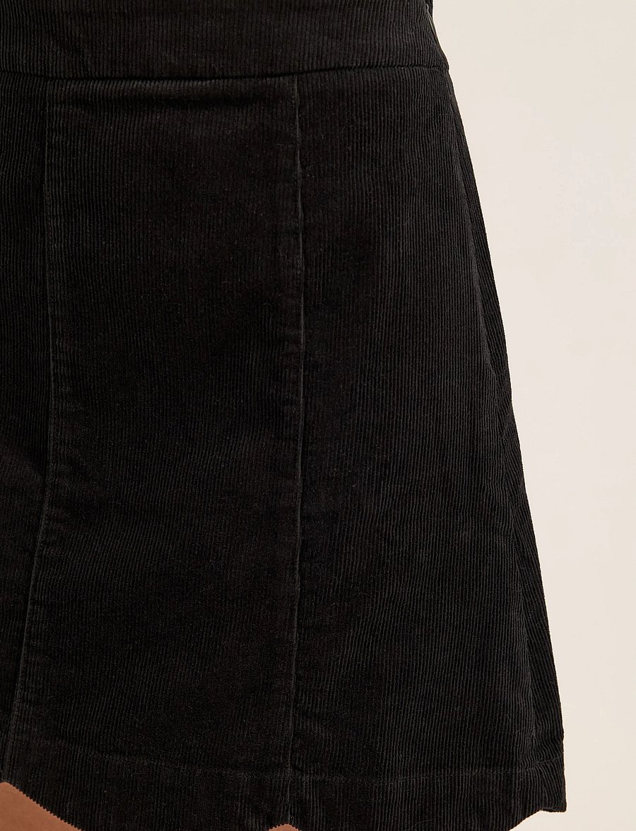 Bubbleroom - Corduroy Mini Skirt - korta kjolar - black - 3