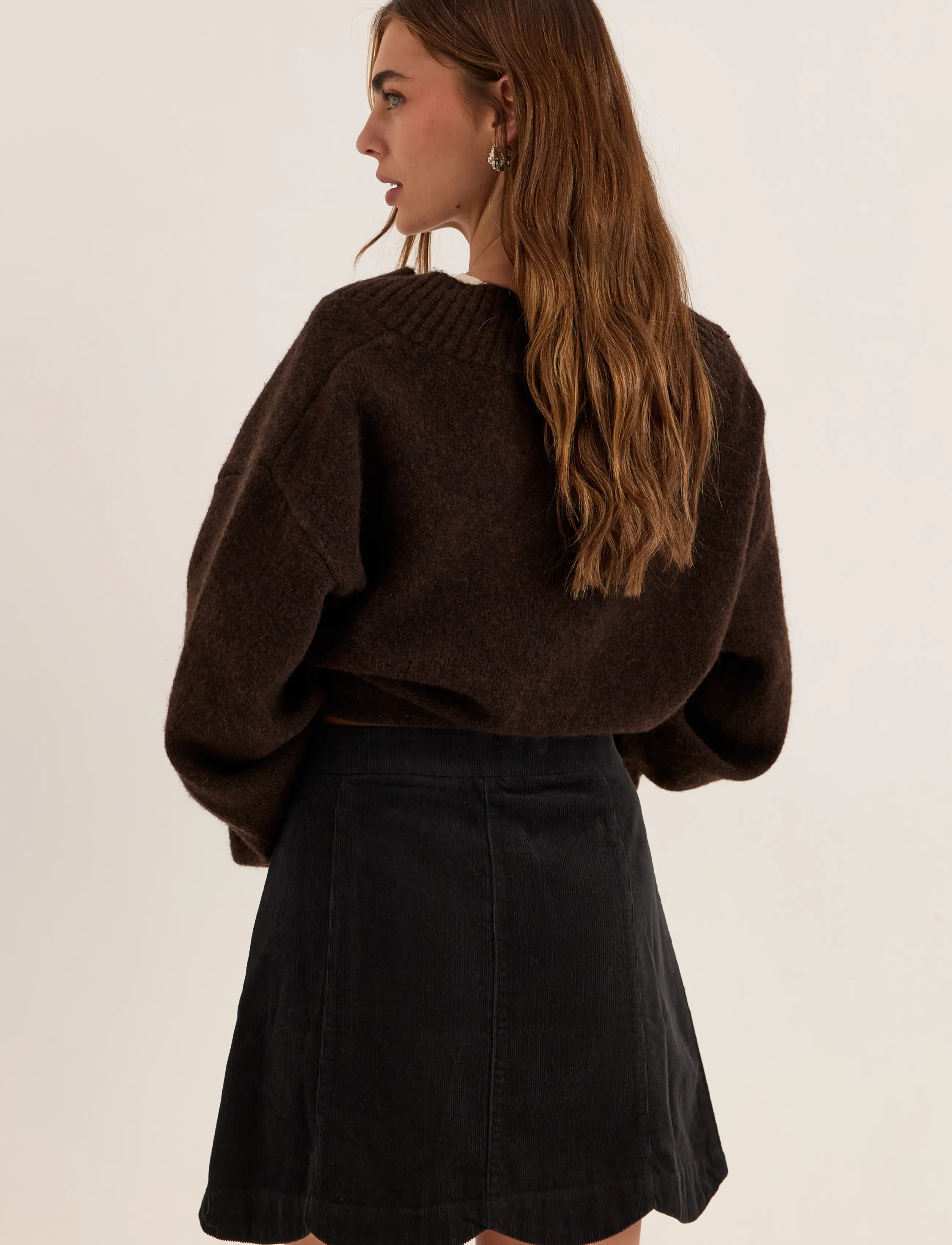 Bubbleroom - Corduroy Mini Skirt - korta kjolar - black - 4