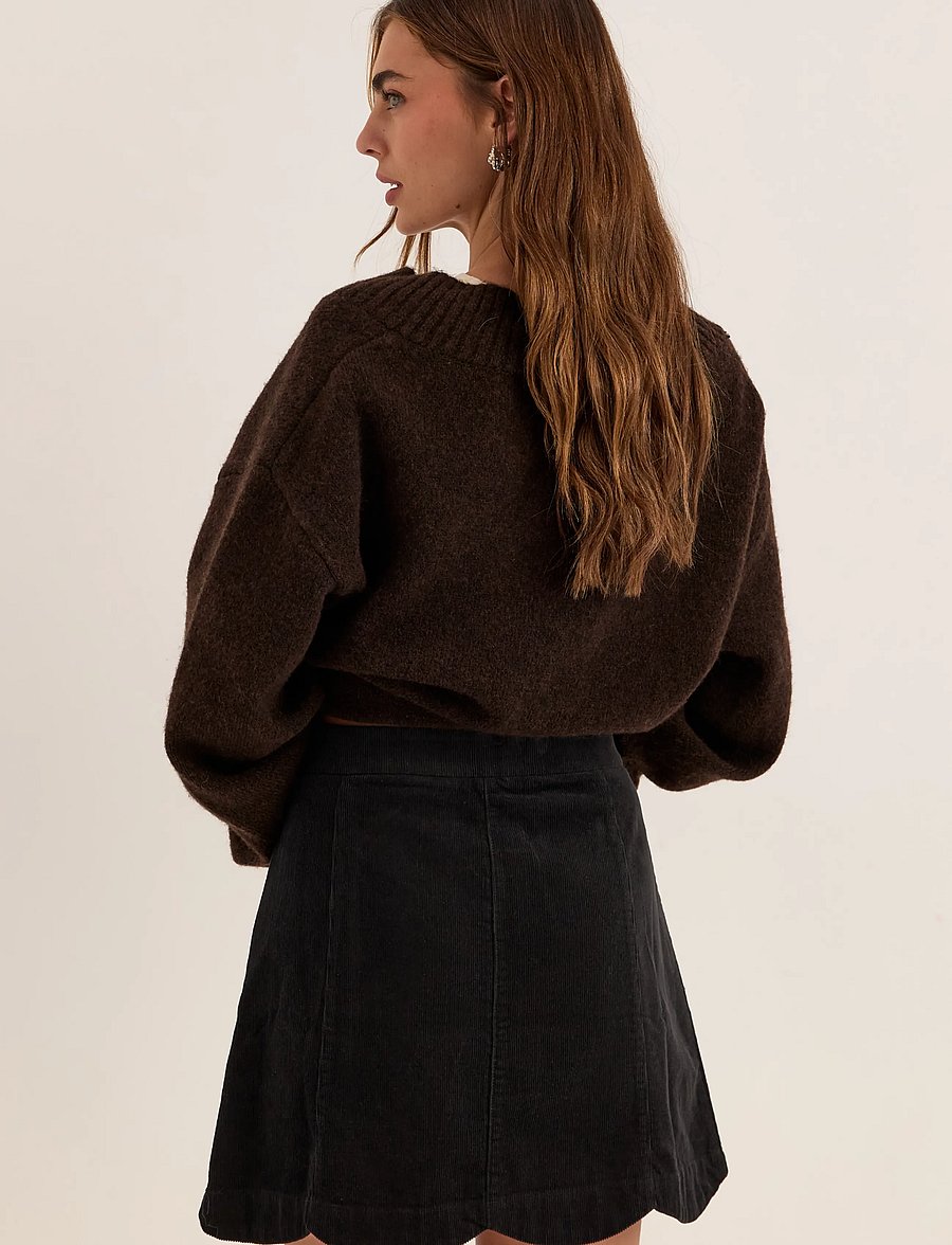 Bubbleroom - Corduroy Mini Skirt - korta kjolar - black - 4