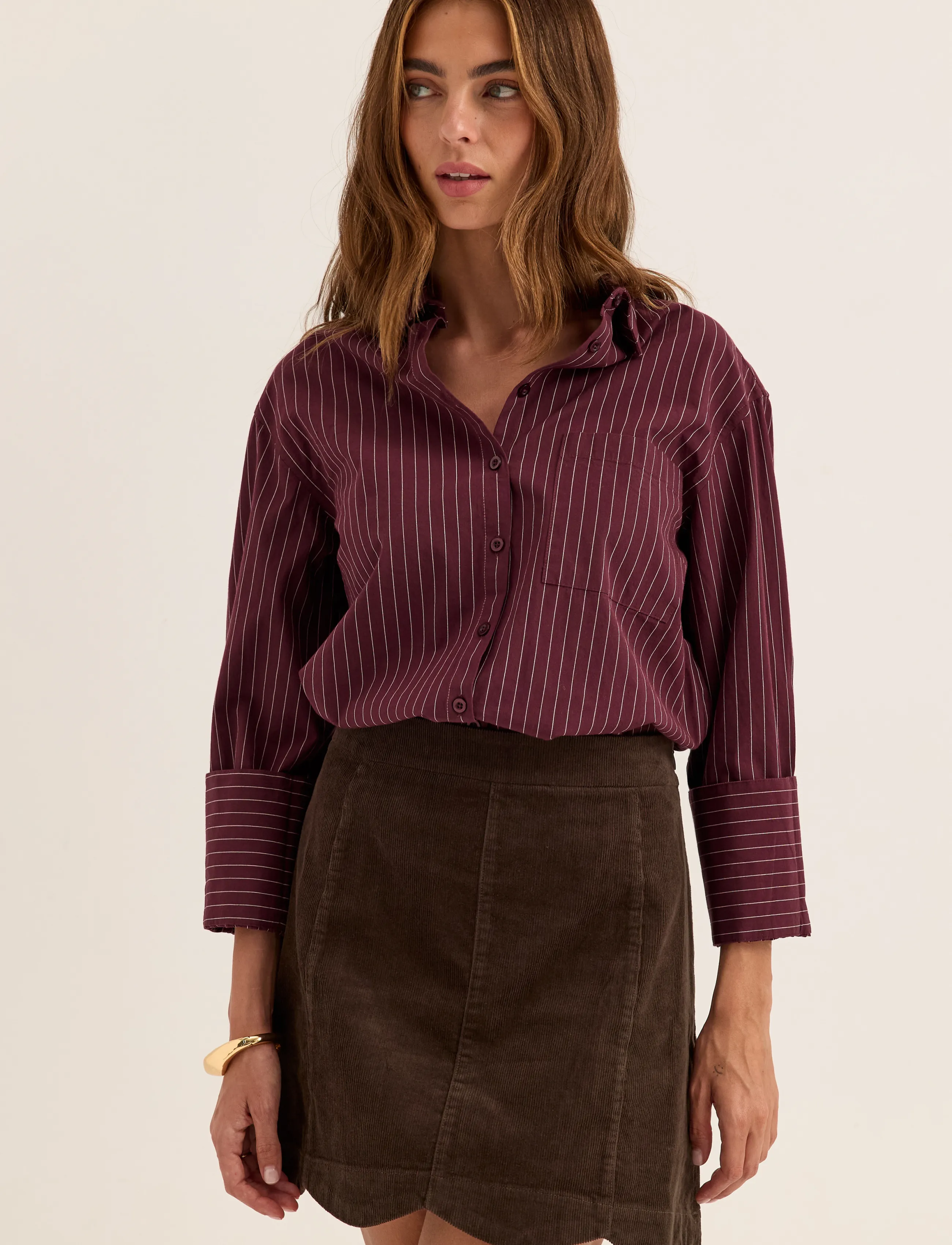 Bubbleroom - Corduroy Mini Skirt - dark brown - 0