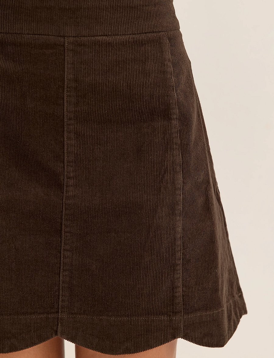 Bubbleroom - Corduroy Mini Skirt - korte nederdele - dark brown - 4