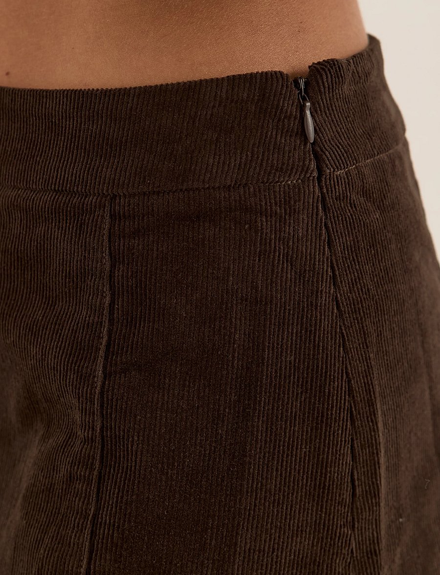 Bubbleroom - Corduroy Mini Skirt - korte nederdele - dark brown - 5