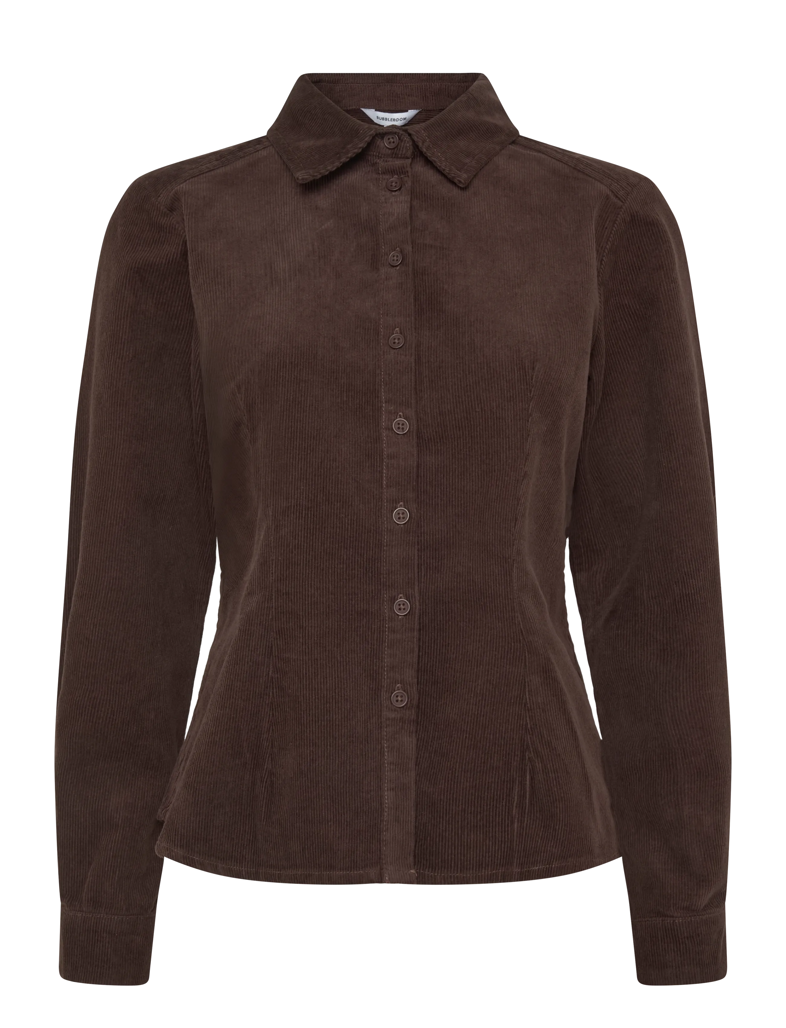 Bubbleroom Corduroy Shaped Shirt - Tøj - DARK BROWN / brown
