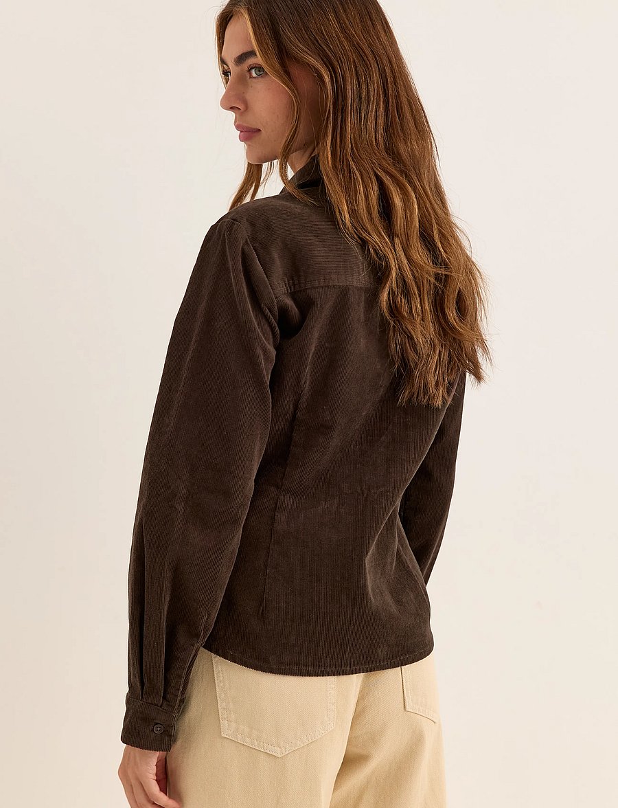 Bubbleroom - Corduroy Shaped Shirt - pikkade varrukatega särgid - dark brown - 5
