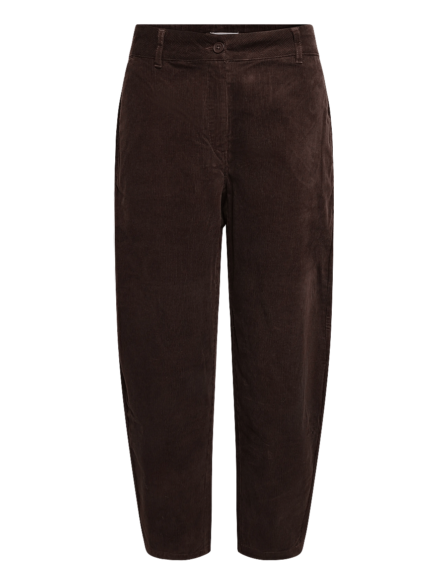 Bubbleroom - Mid Waist Corduroy Wide Trousers - fløjlsbukser - dark brown - 1