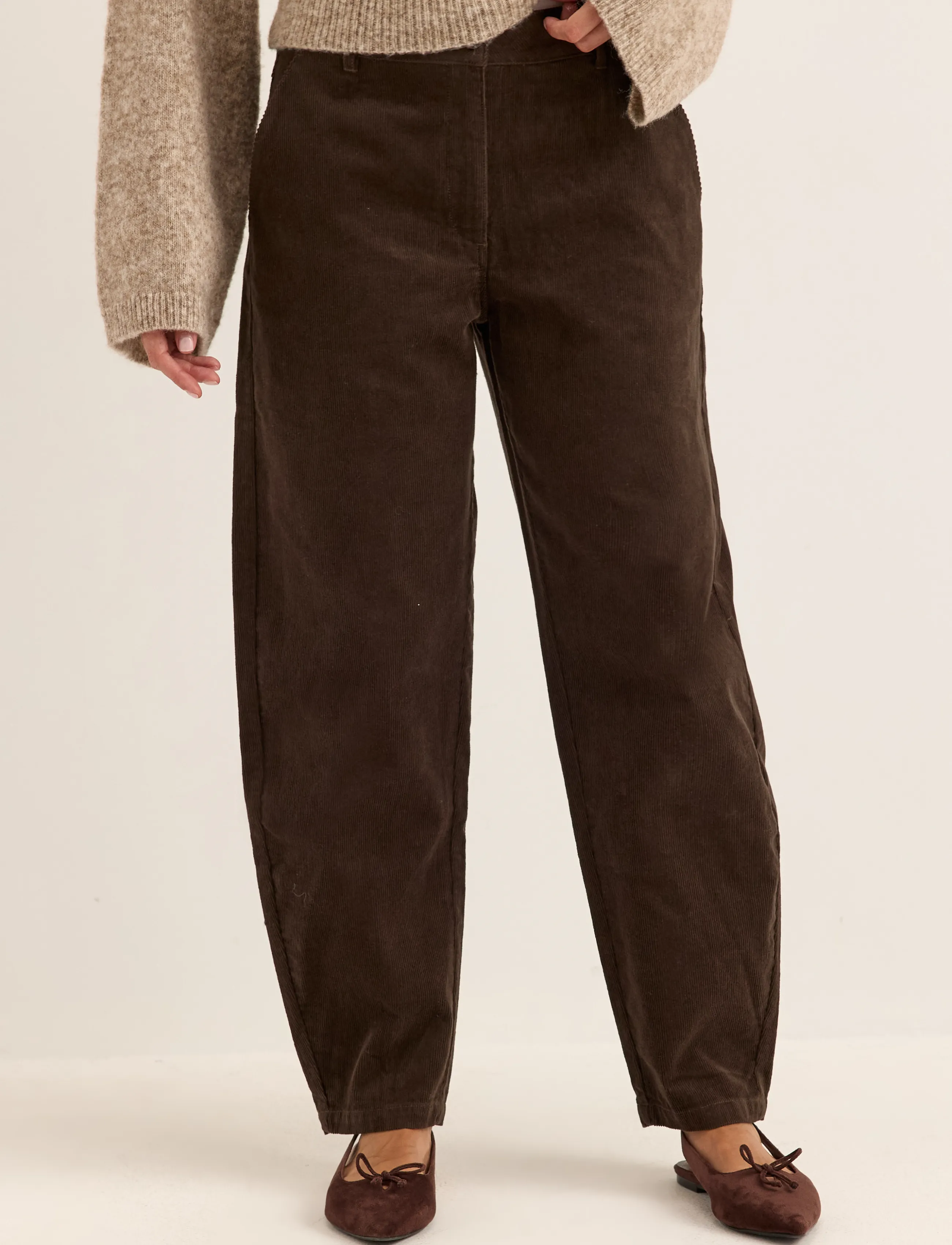 Bubbleroom Mid Waist Corduroy Wide Trousers - Mode trends - DARK BROWN / brown