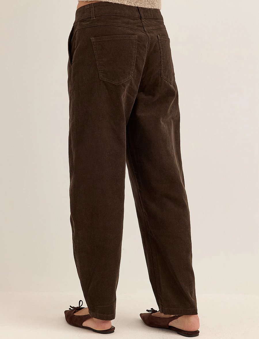 Bubbleroom - Mid Waist Corduroy Wide Trousers - fløjlsbukser - dark brown - 4