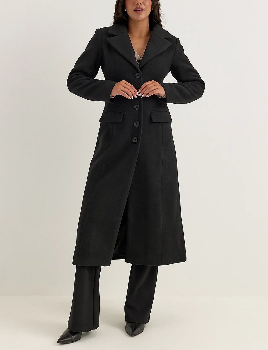 Bubbleroom - Shaped Wool Blend Coat - vinterjakker - black - 0