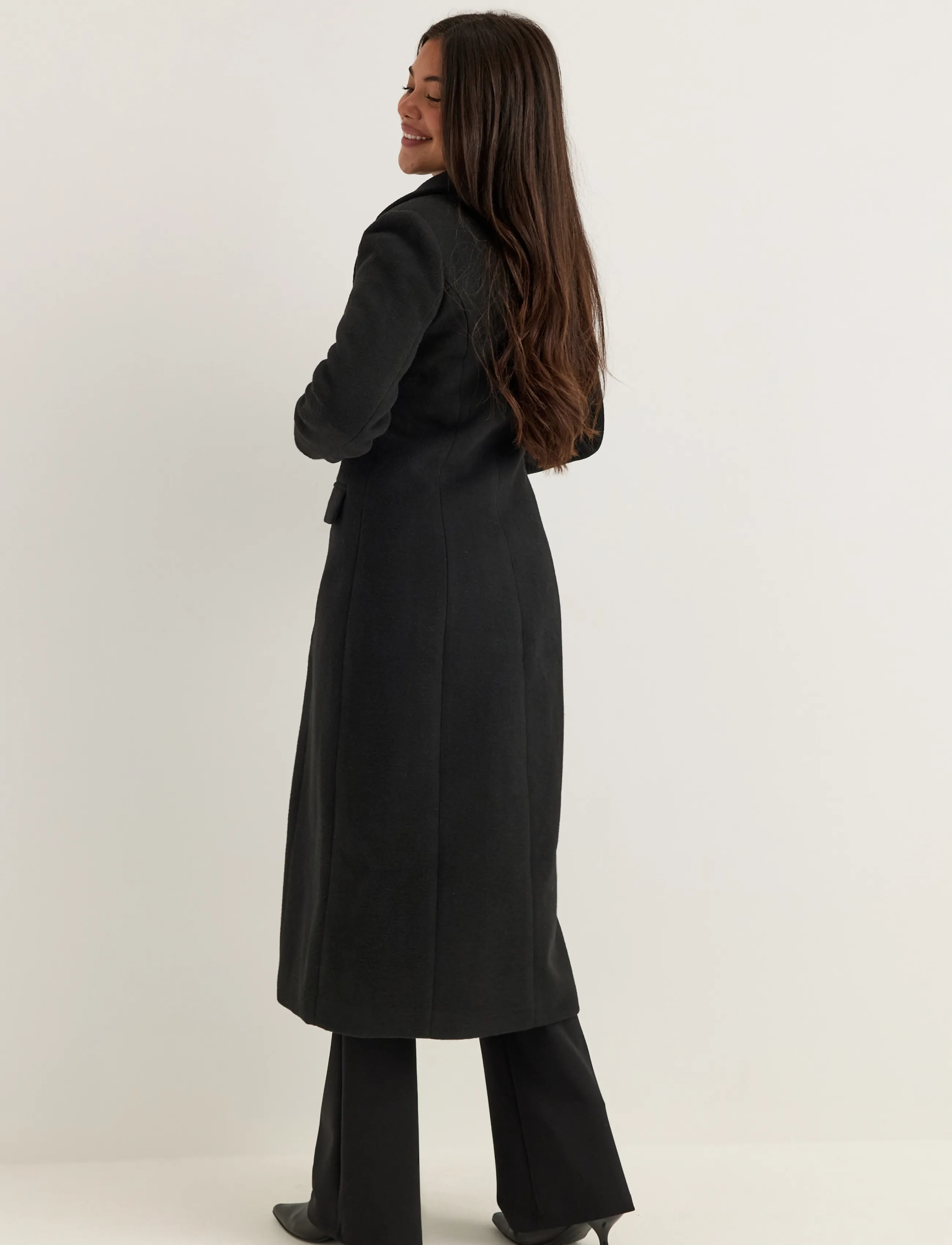 Bubbleroom - Shaped Wool Blend Coat - vinterjakker - black - 3