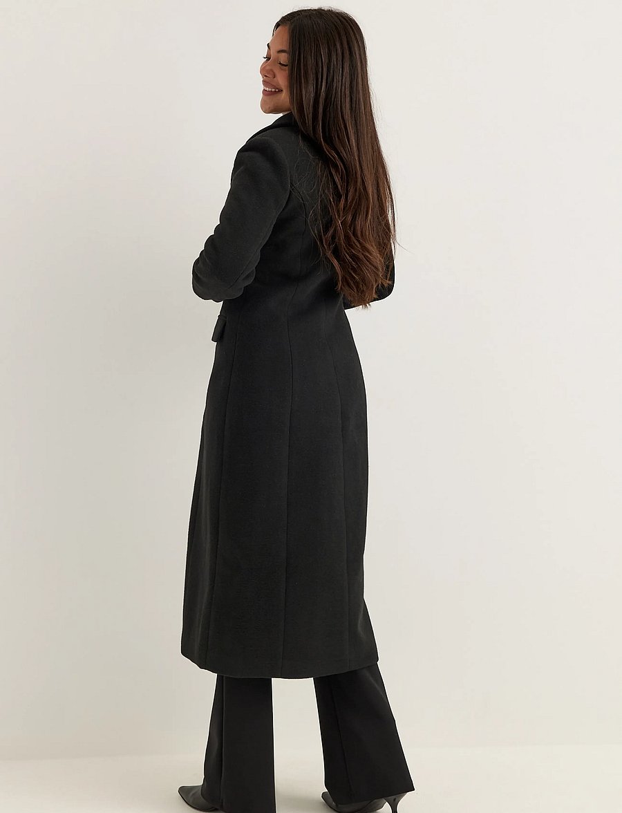 Bubbleroom - Shaped Wool Blend Coat - vinterjakker - black - 3