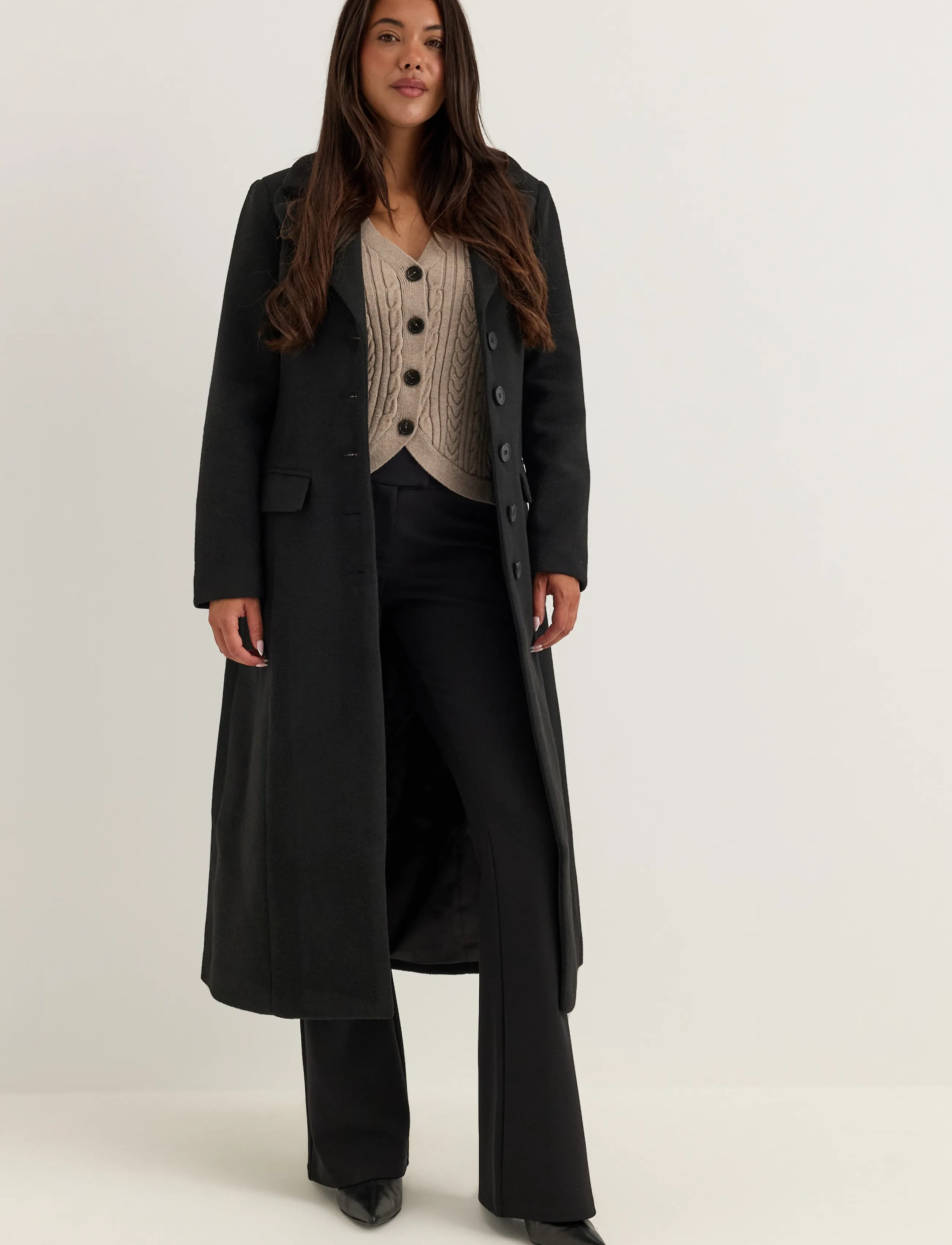 Bubbleroom - Shaped Wool Blend Coat - vinterjakker - black - 4