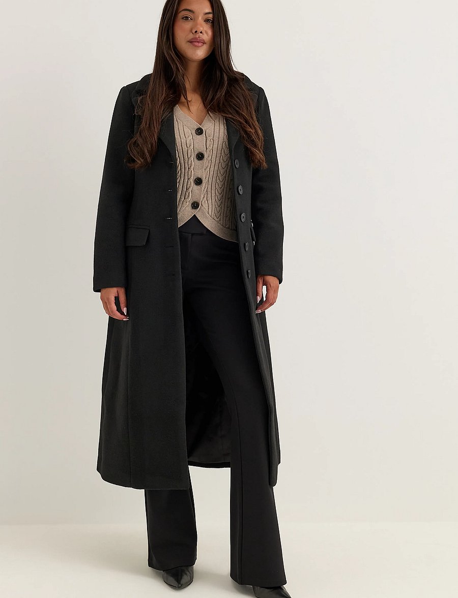 Bubbleroom - Shaped Wool Blend Coat - vinterjakker - black - 4