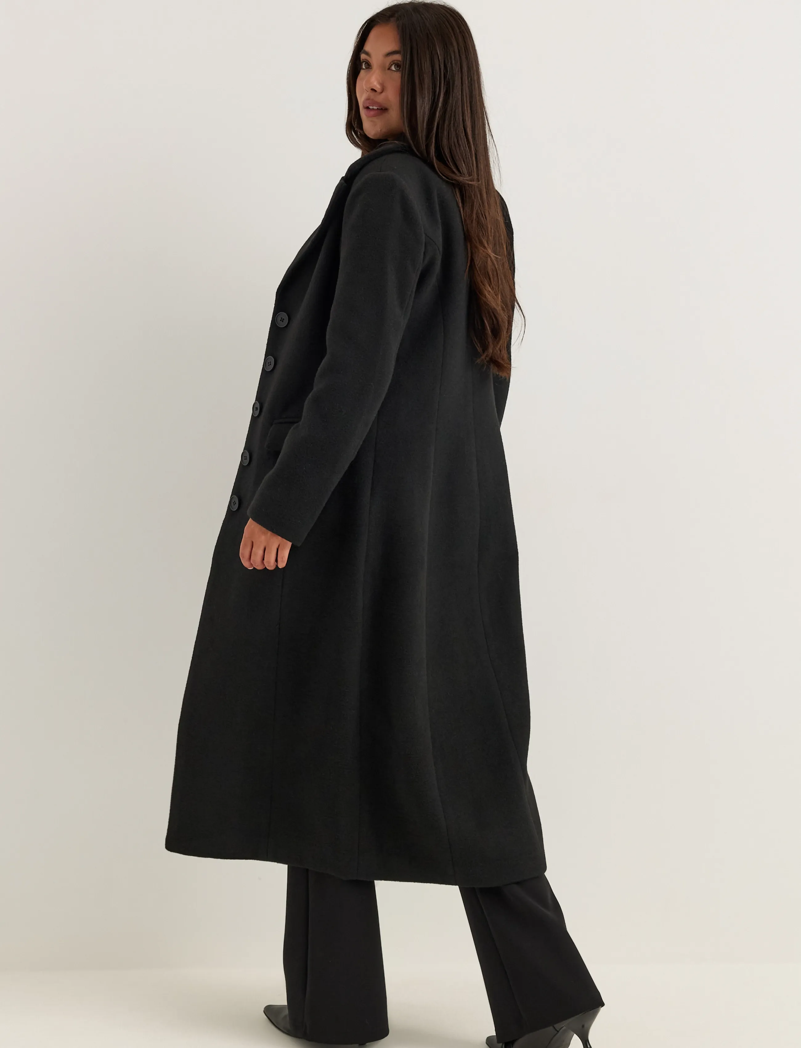 Bubbleroom - Shaped Wool Blend Coat - vinterjakker - black - 5