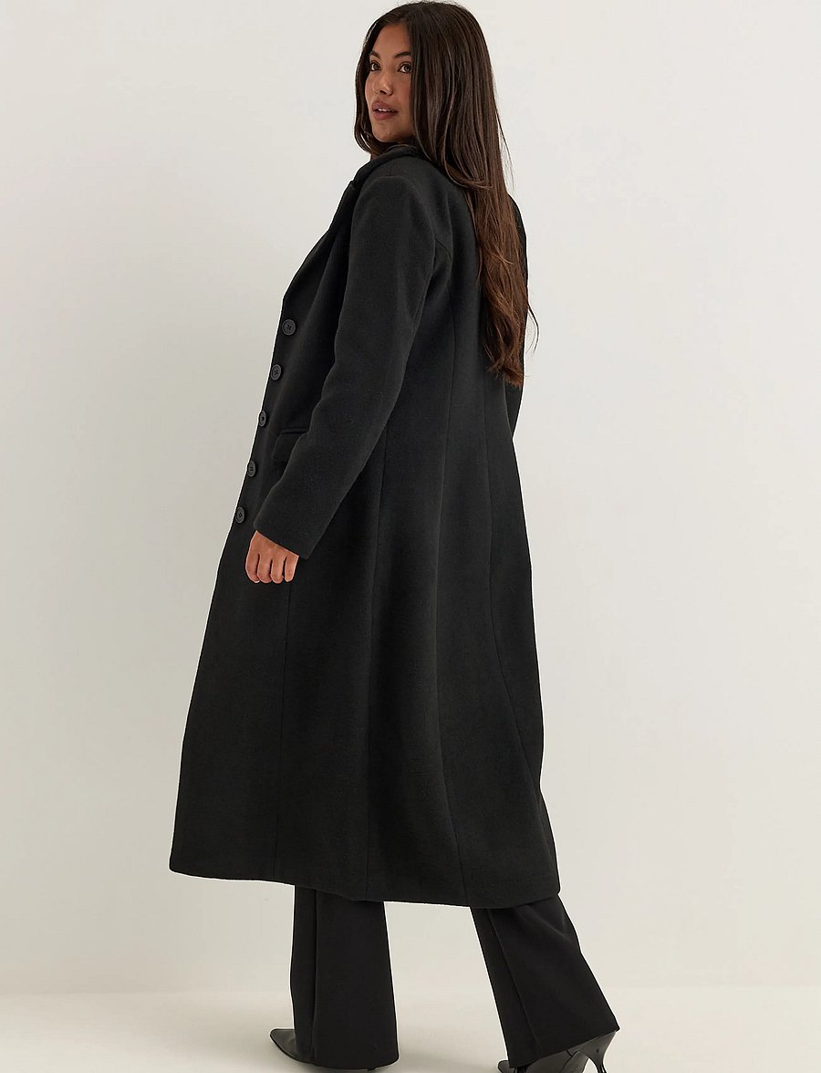 Bubbleroom - Shaped Wool Blend Coat - vinterjakker - black - 5