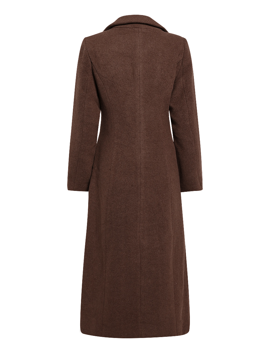 Bubbleroom - Shaped Wool Blend Coat - talvejoped - brown melange - 2