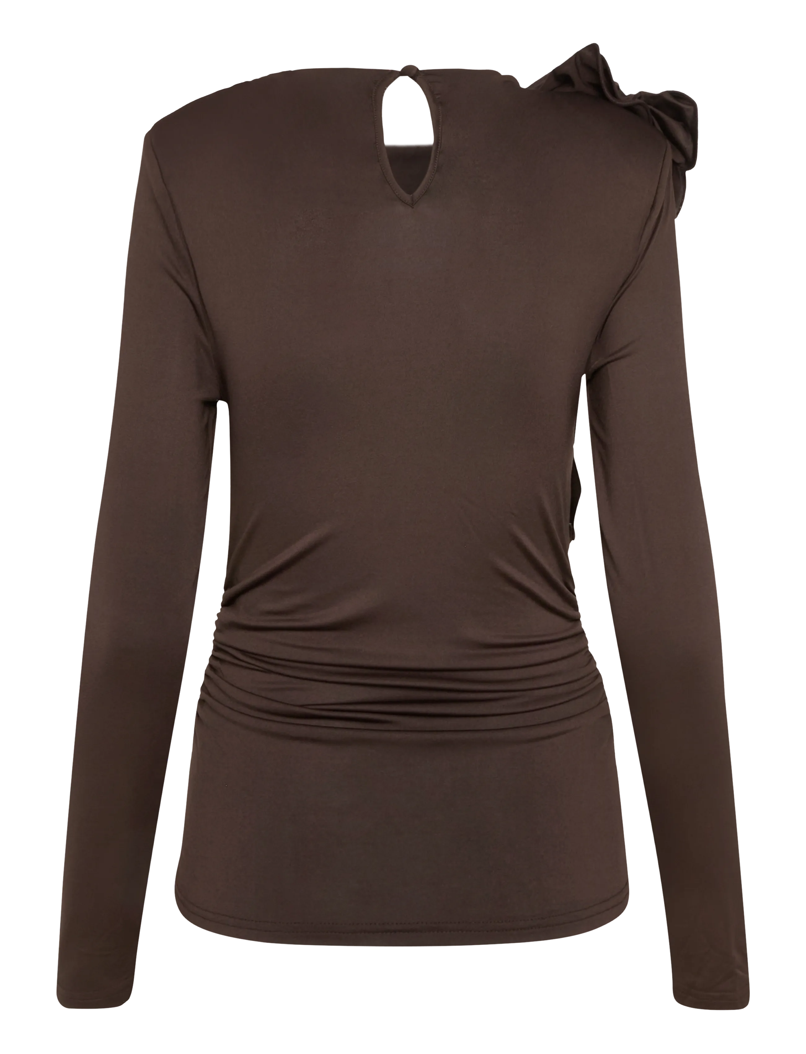 Bubbleroom - Flounce long Sleeve Top - long-sleeved tops - dark brown - 2