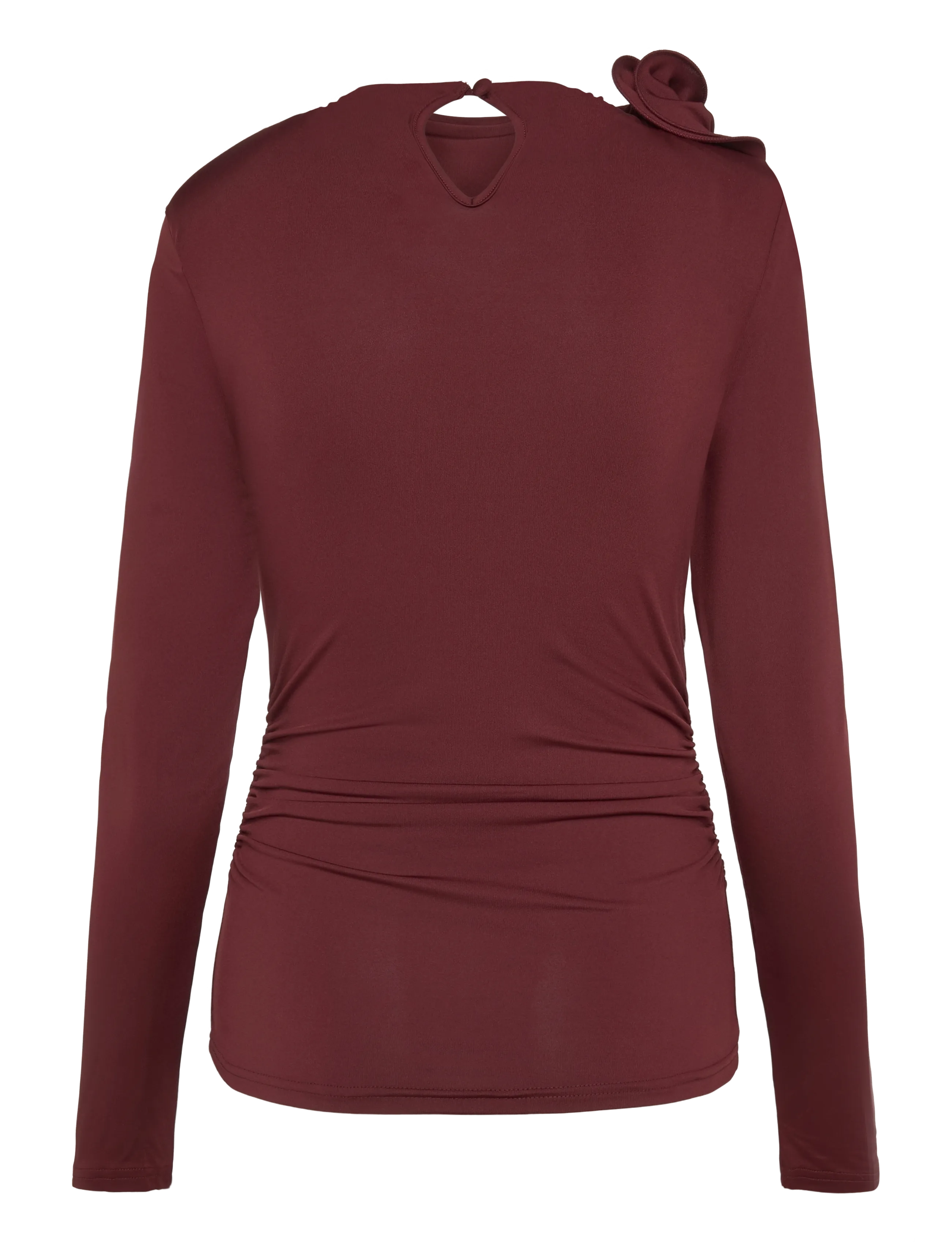 Bubbleroom - Flounce long Sleeve Top - wine-red - 2