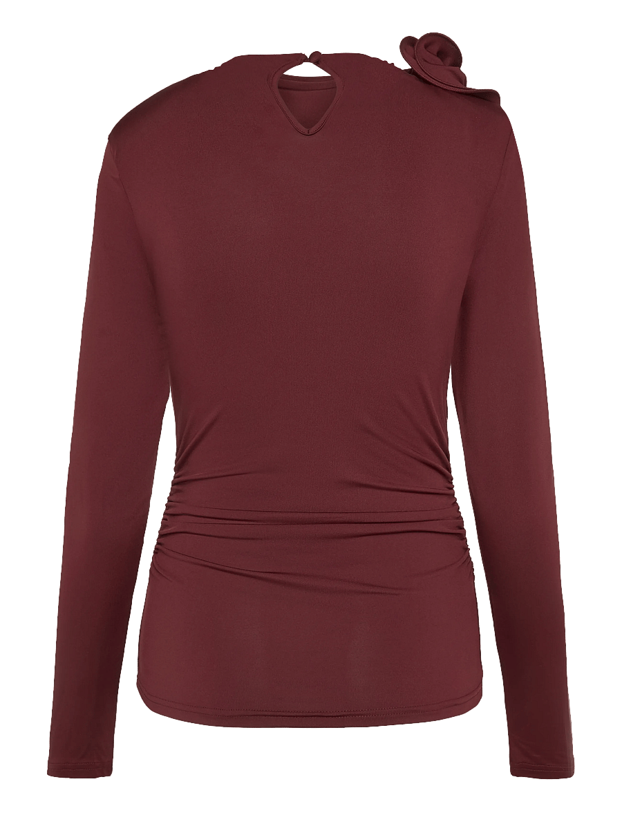 Bubbleroom - Flounce long Sleeve Top - pikkade varrukatega topid - wine-red - 2