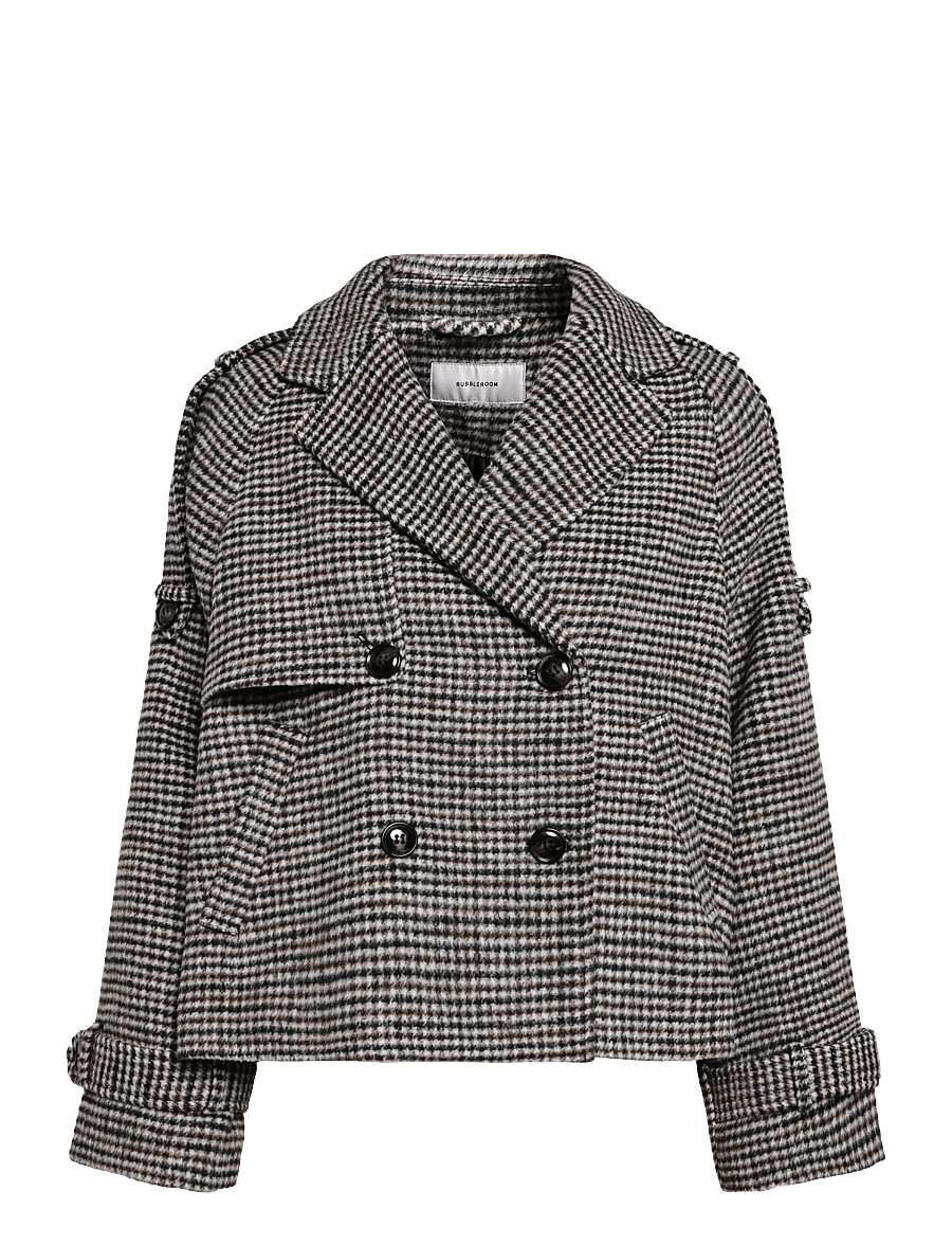 Bubbleroom - Wool Blend Short Coat - vinterjakker - brown/checked - 1