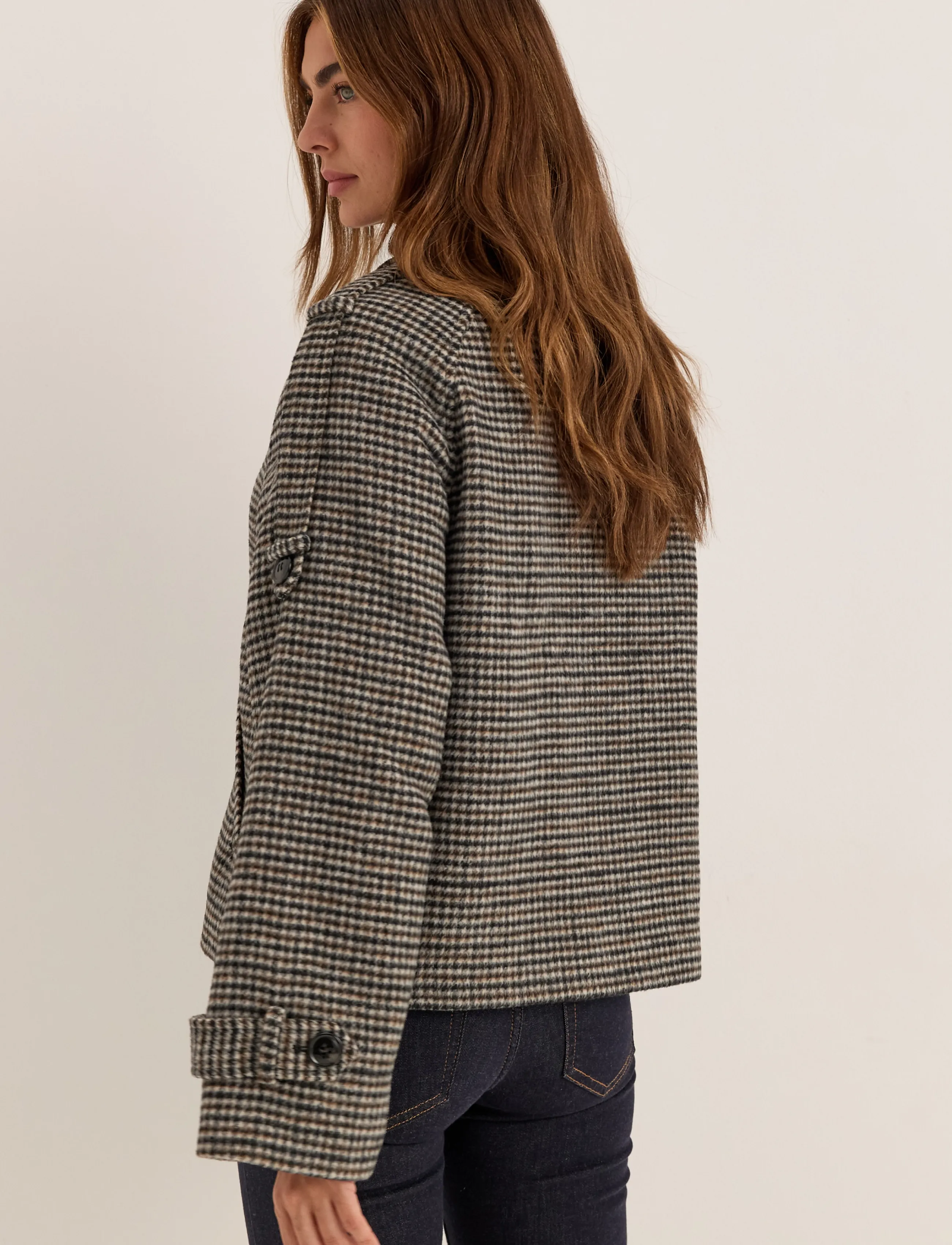 Bubbleroom - Wool Blend Short Coat - vinterjakker - brown/checked - 4