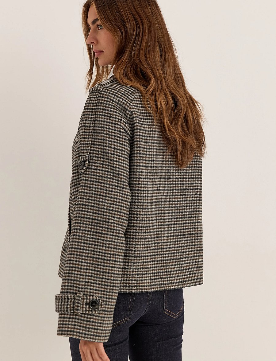 Bubbleroom - Wool Blend Short Coat - vinterjakker - brown/checked - 4