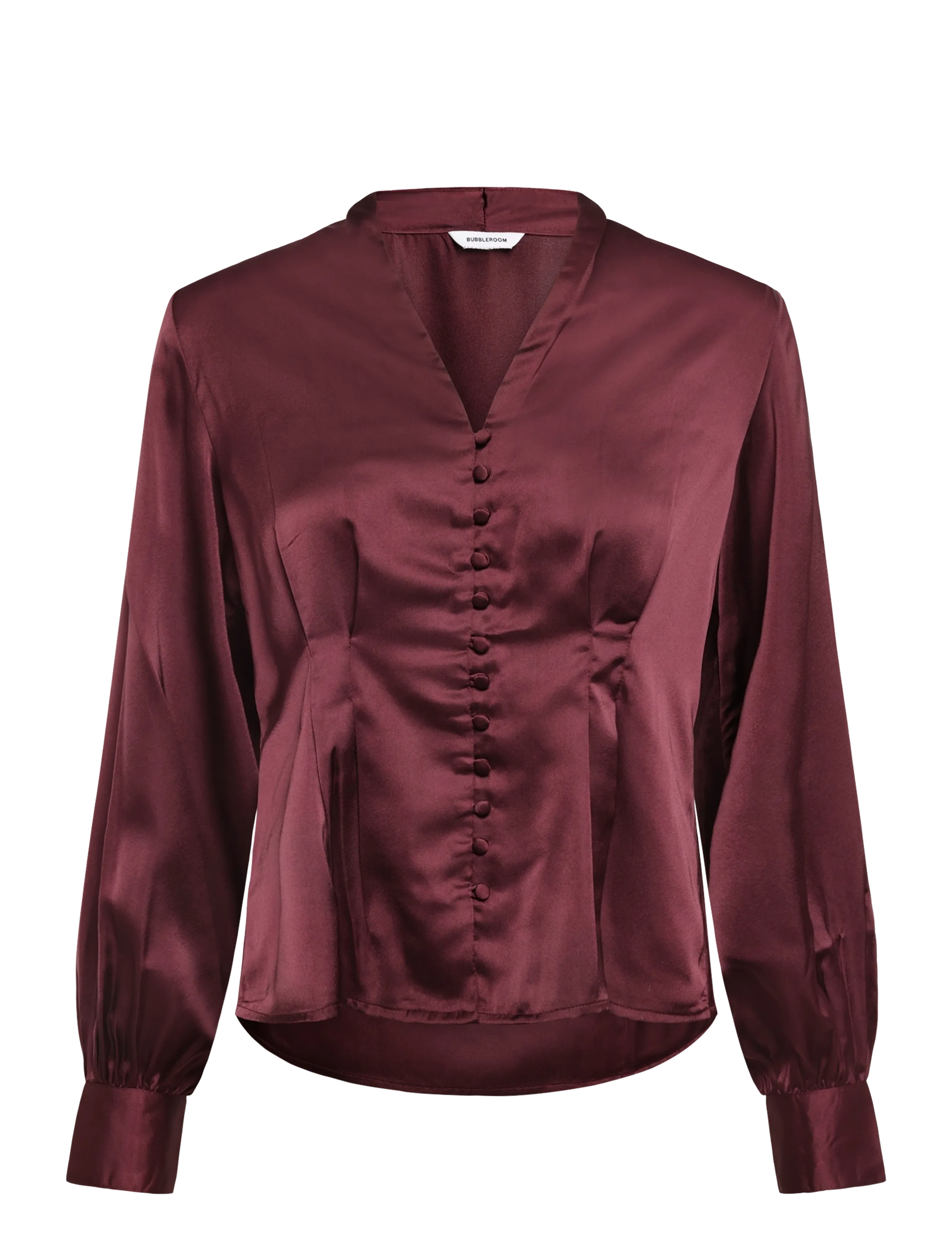 Bubbleroom Pleated Satin Blouse - Mode trends - DARK WINE-RED / burgundy