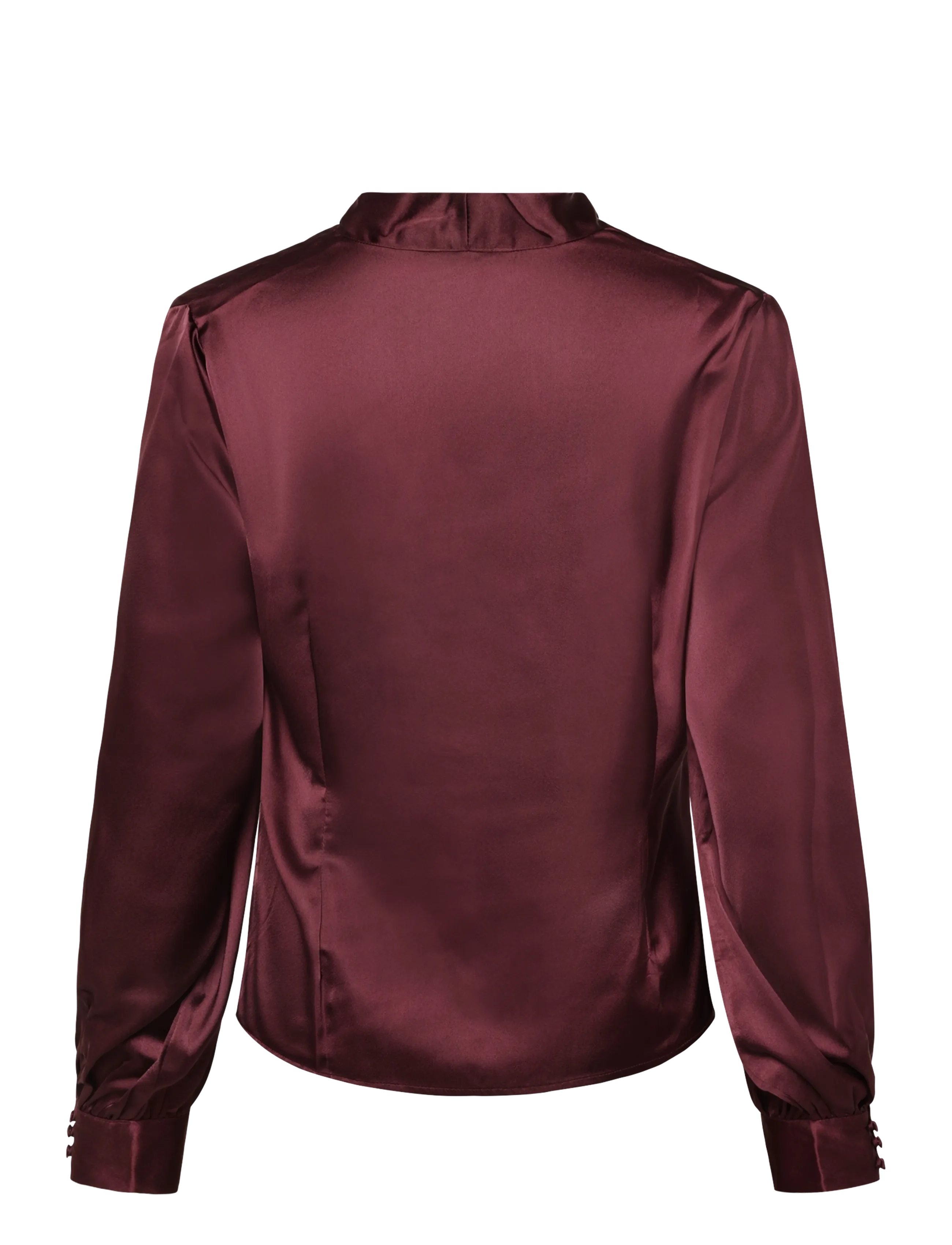 Bubbleroom - Pleated Satin Blouse - langærmede bluser - dark wine-red - 2