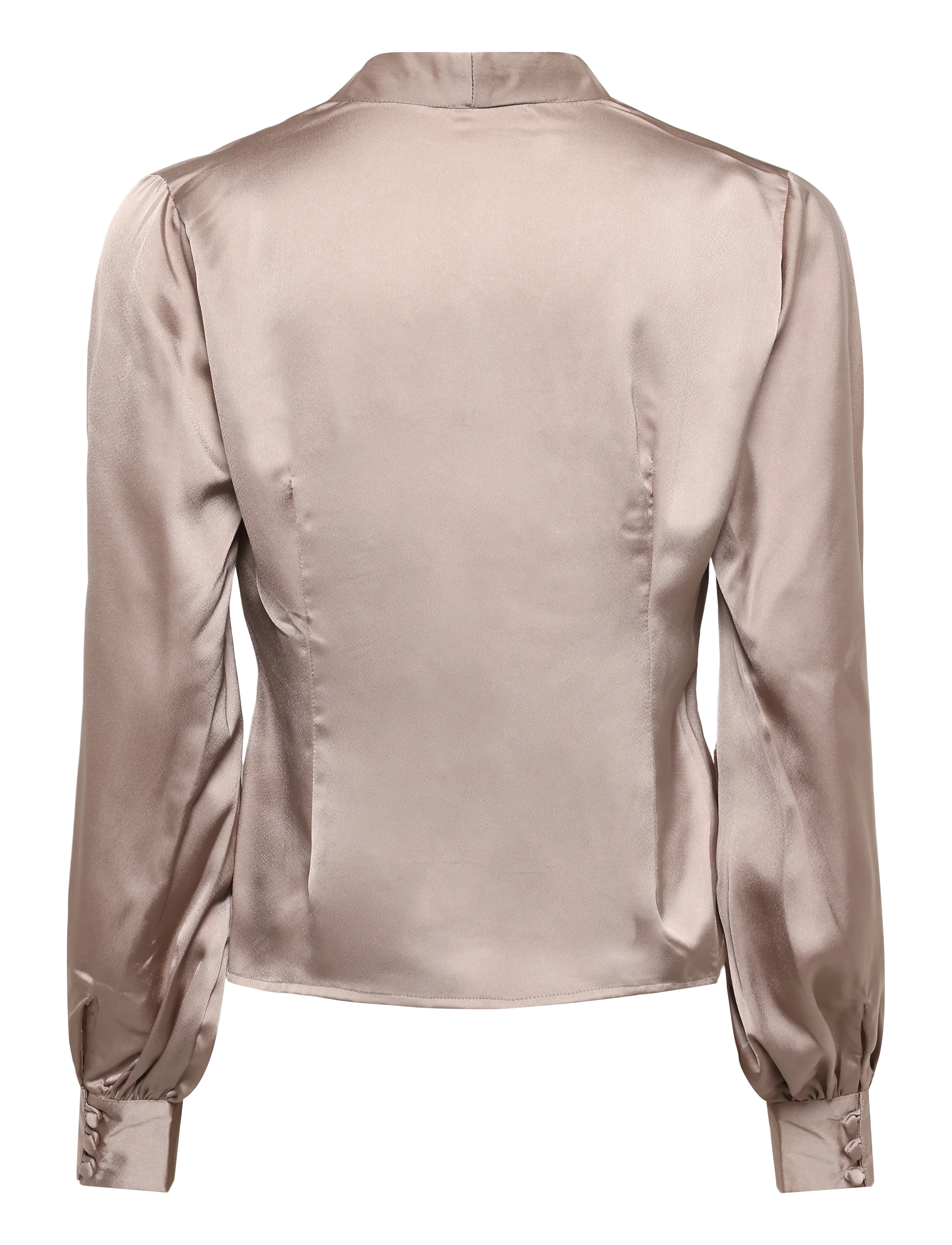 Bubbleroom - Pleated Satin Blouse - langärmelige blusen - light nougat - 2