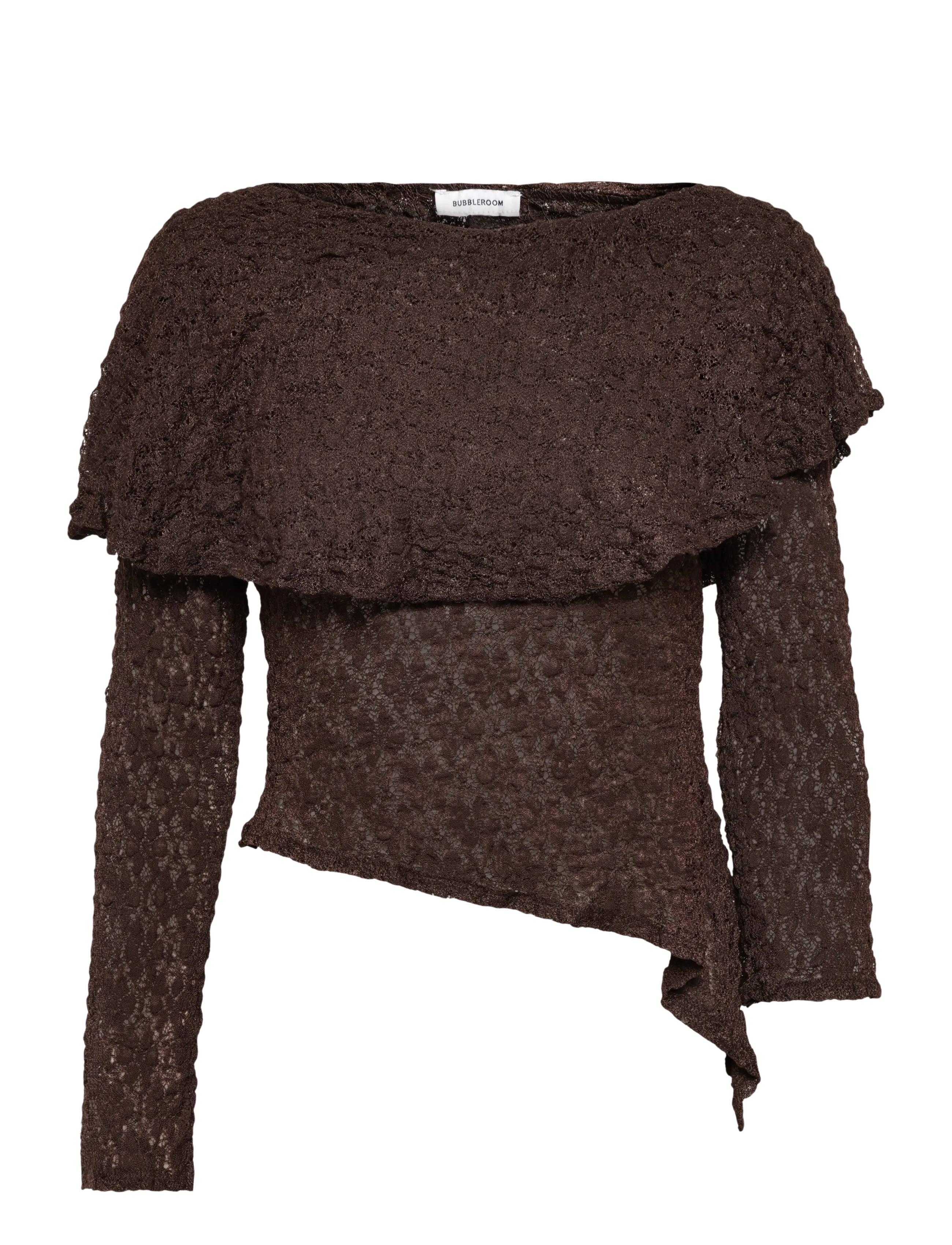 Bubbleroom Saga Asymmetric Lace Top - Mode trends - DARK BROWN / brown
