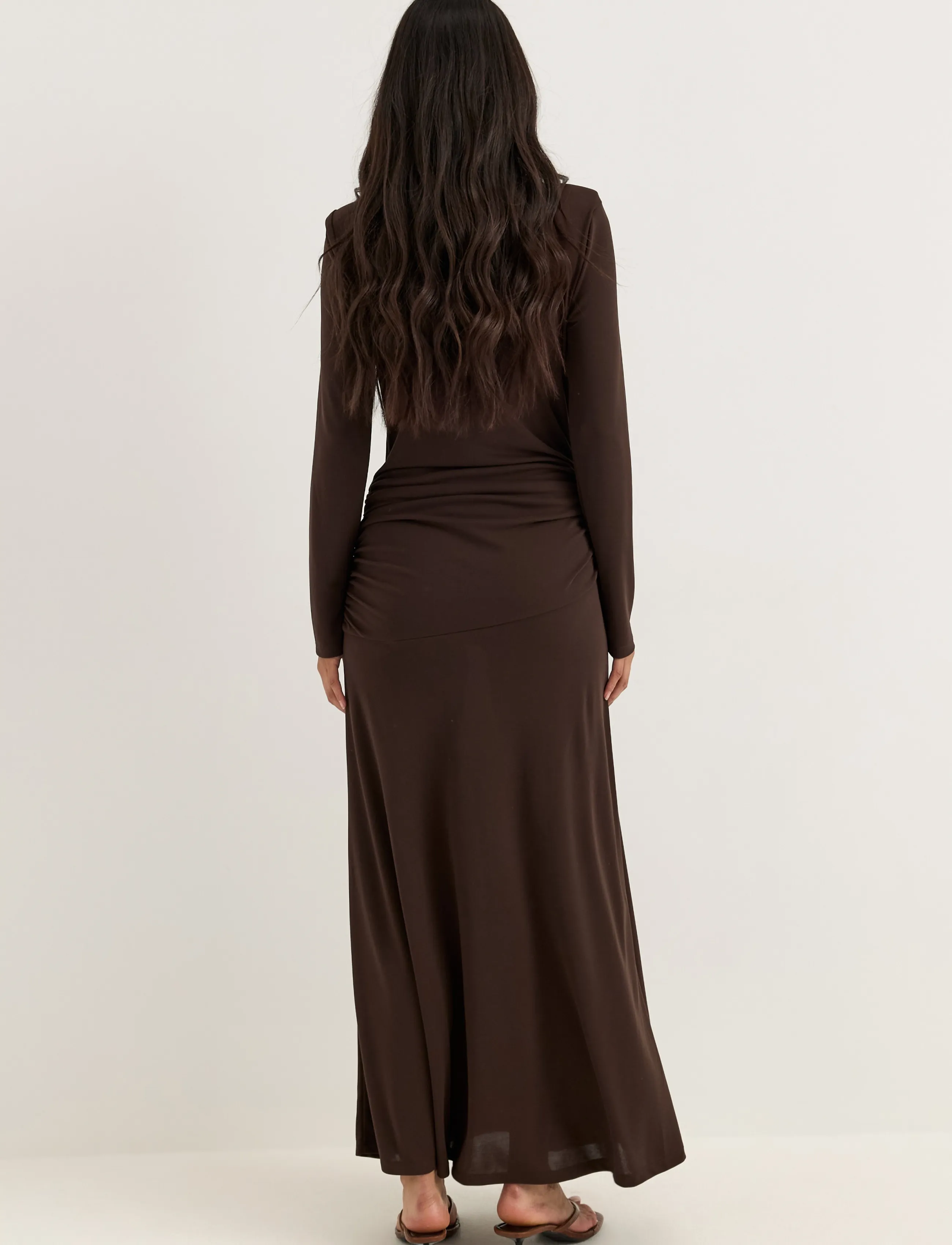 Bubbleroom - Drapy Maxi Dress - maxi dresses - dark brown - 4