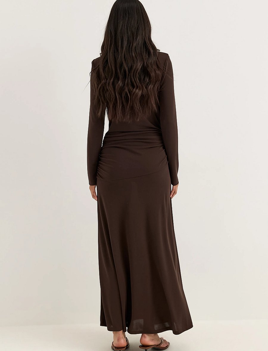Bubbleroom - Drapy Maxi Dress - maxi dresses - dark brown - 4
