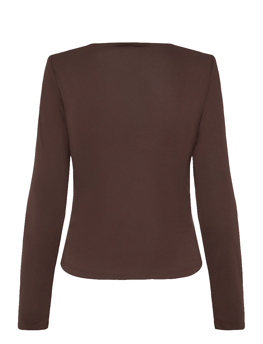 Bubbleroom - Drapy Top - pikkade varrukatega topid - dark brown - 2