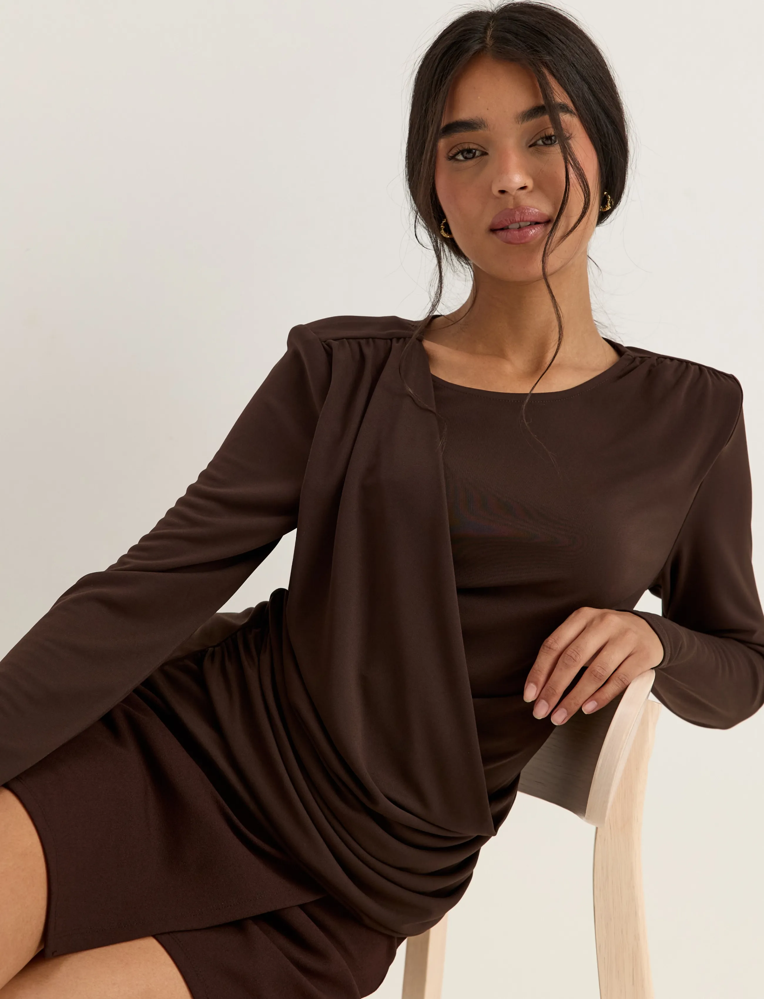 Bubbleroom - Drapy Top - dark brown - 3