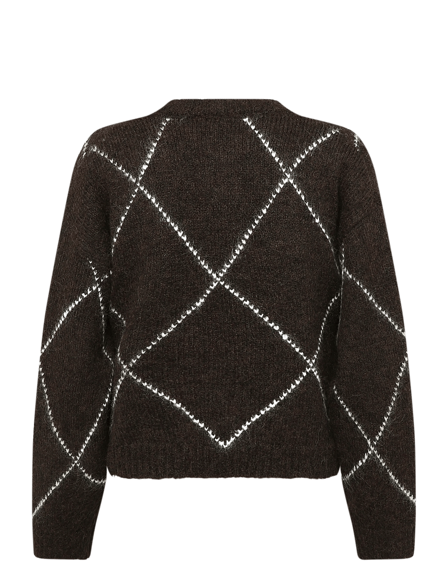 Bubbleroom - Knitted Cardigan - kardiganid - brown/checked - 2