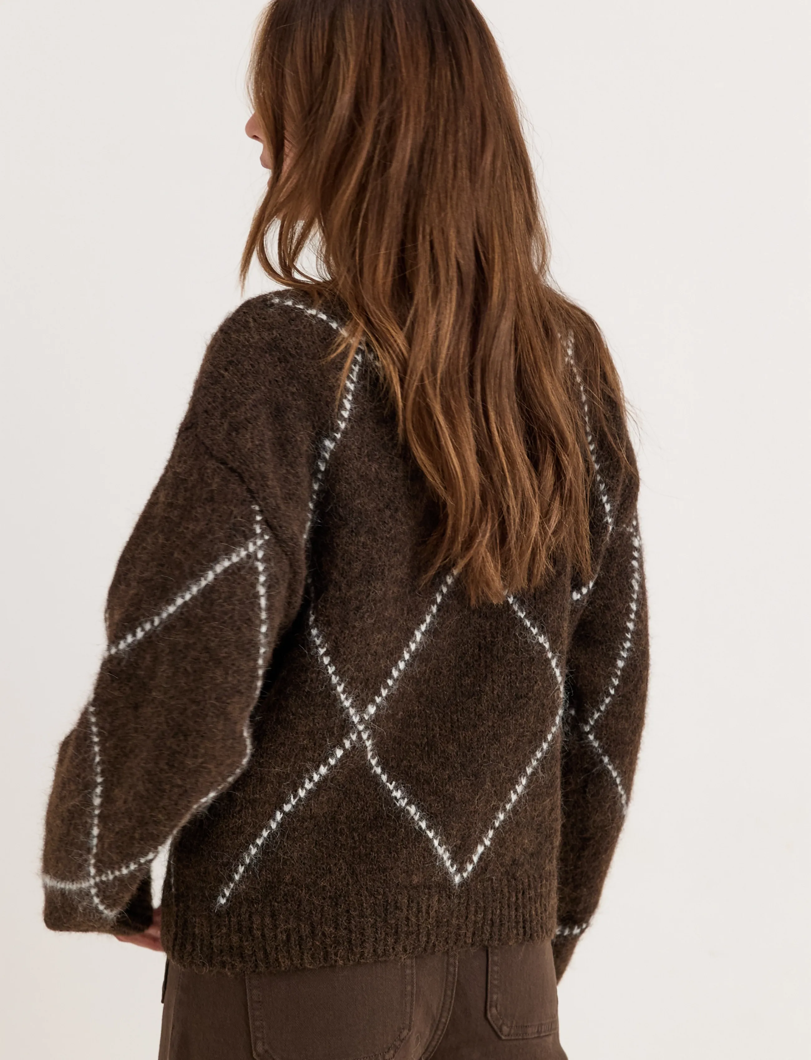 Bubbleroom - Knitted Cardigan - brown/checked - 4