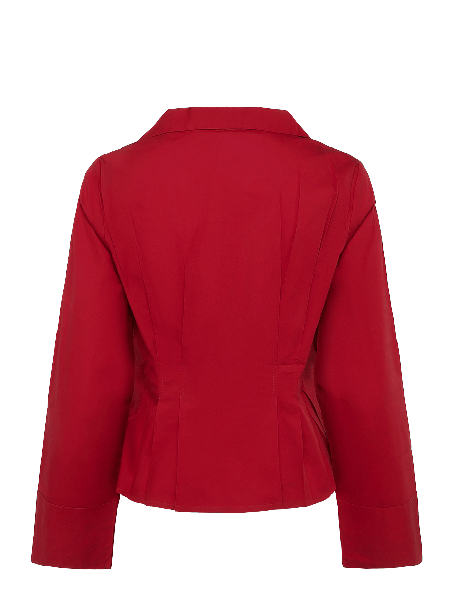 Bubbleroom - Shaped Cotton Shirt - langærmede skjorter - red - 2