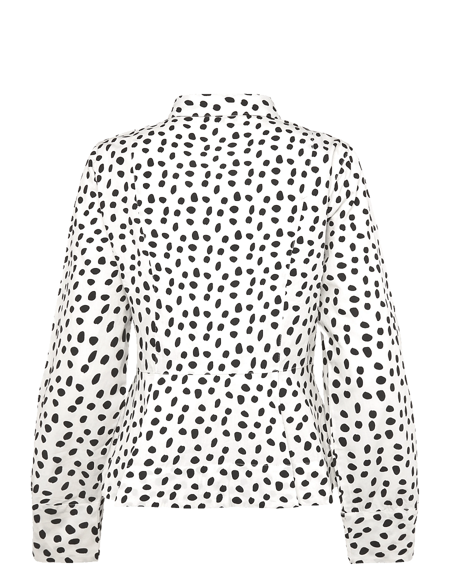 Bubbleroom - Peplum Cotton Shirt - langärmlige hemden - offwhite/patterned - 2