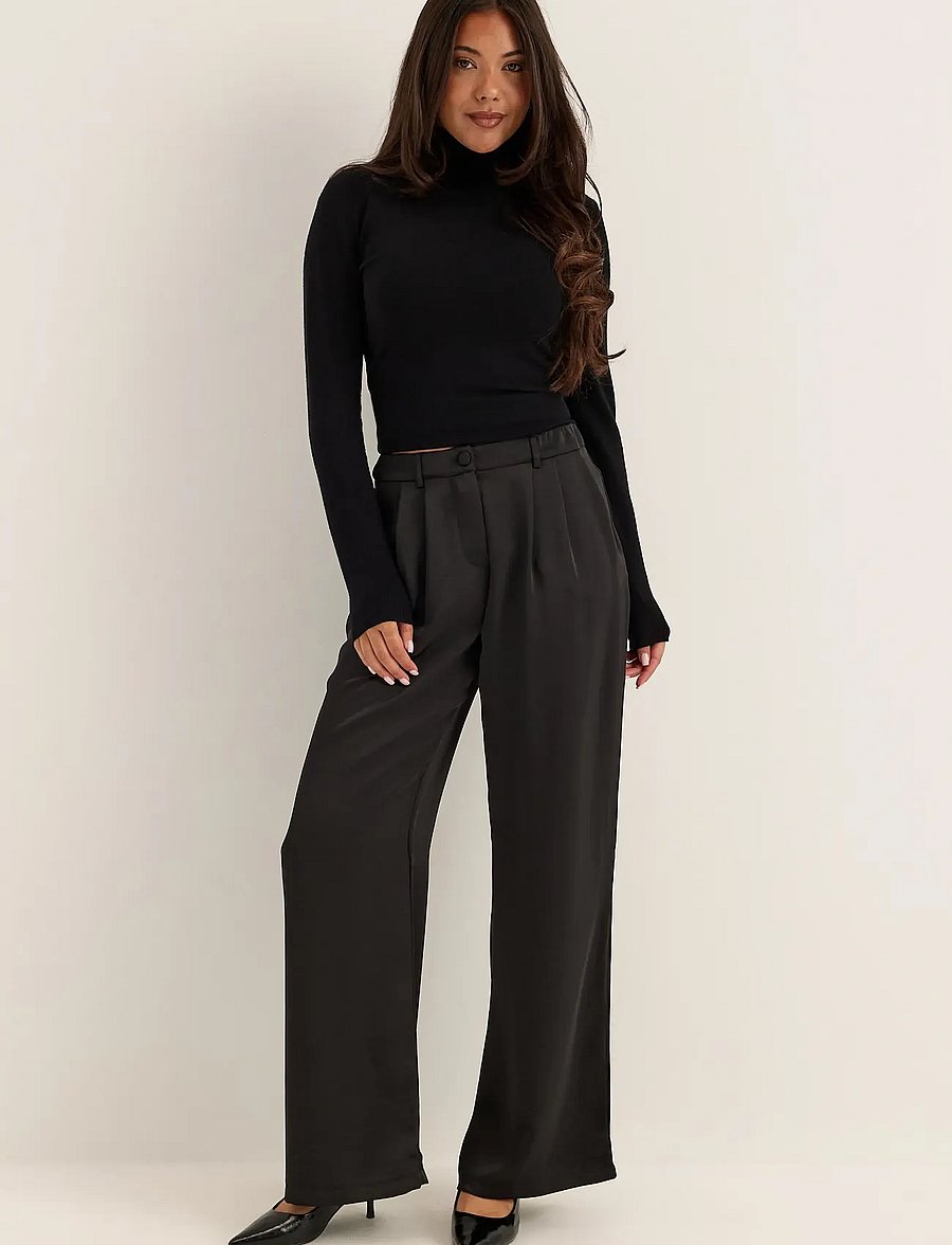 Bubbleroom - Satin Trousers - black - 5
