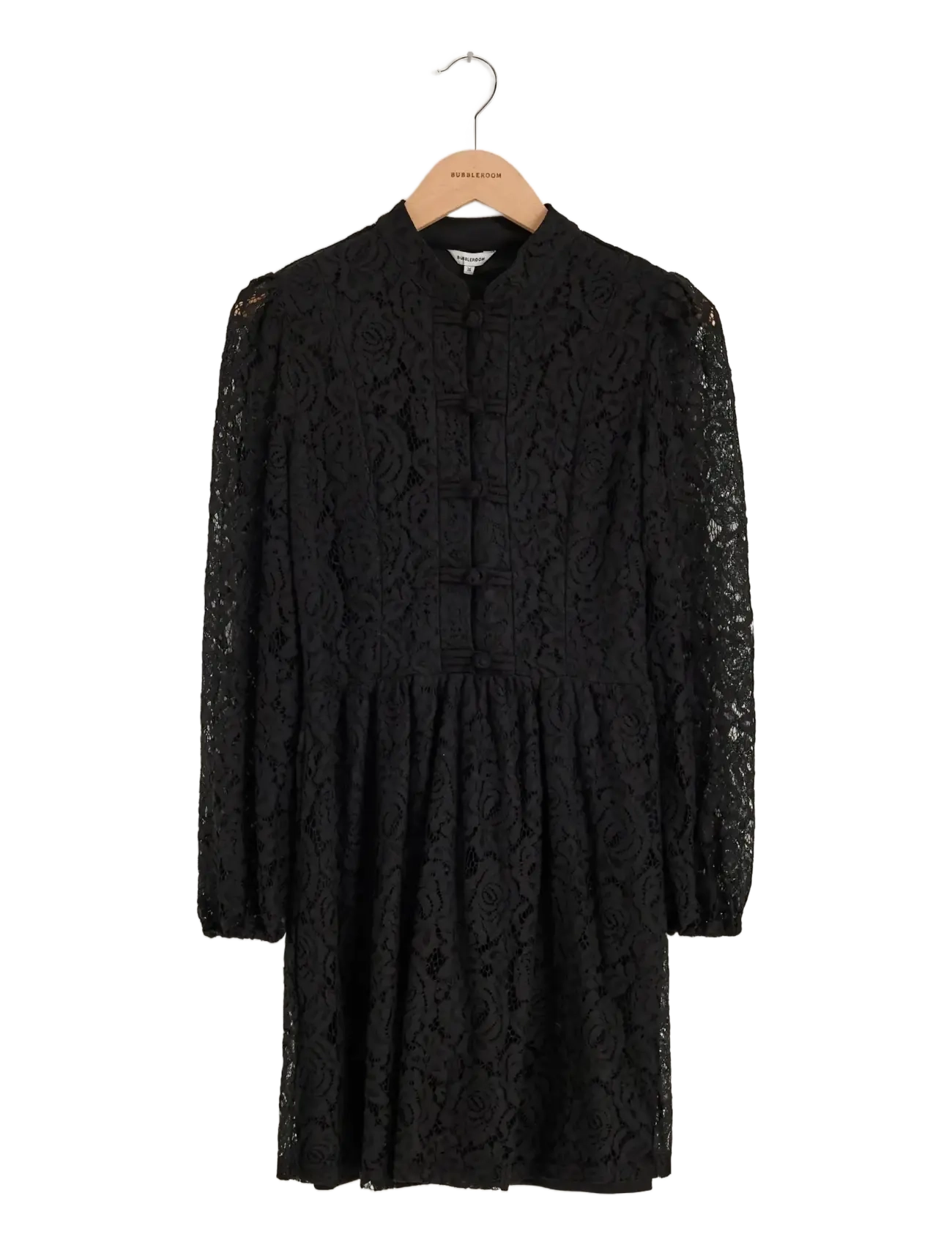 Bubbleroom - Frill Lace Dress - lace dresses - black - 1