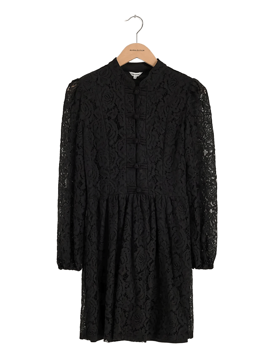 Bubbleroom - Frill Lace Dress - spitzenkleider - black - 1
