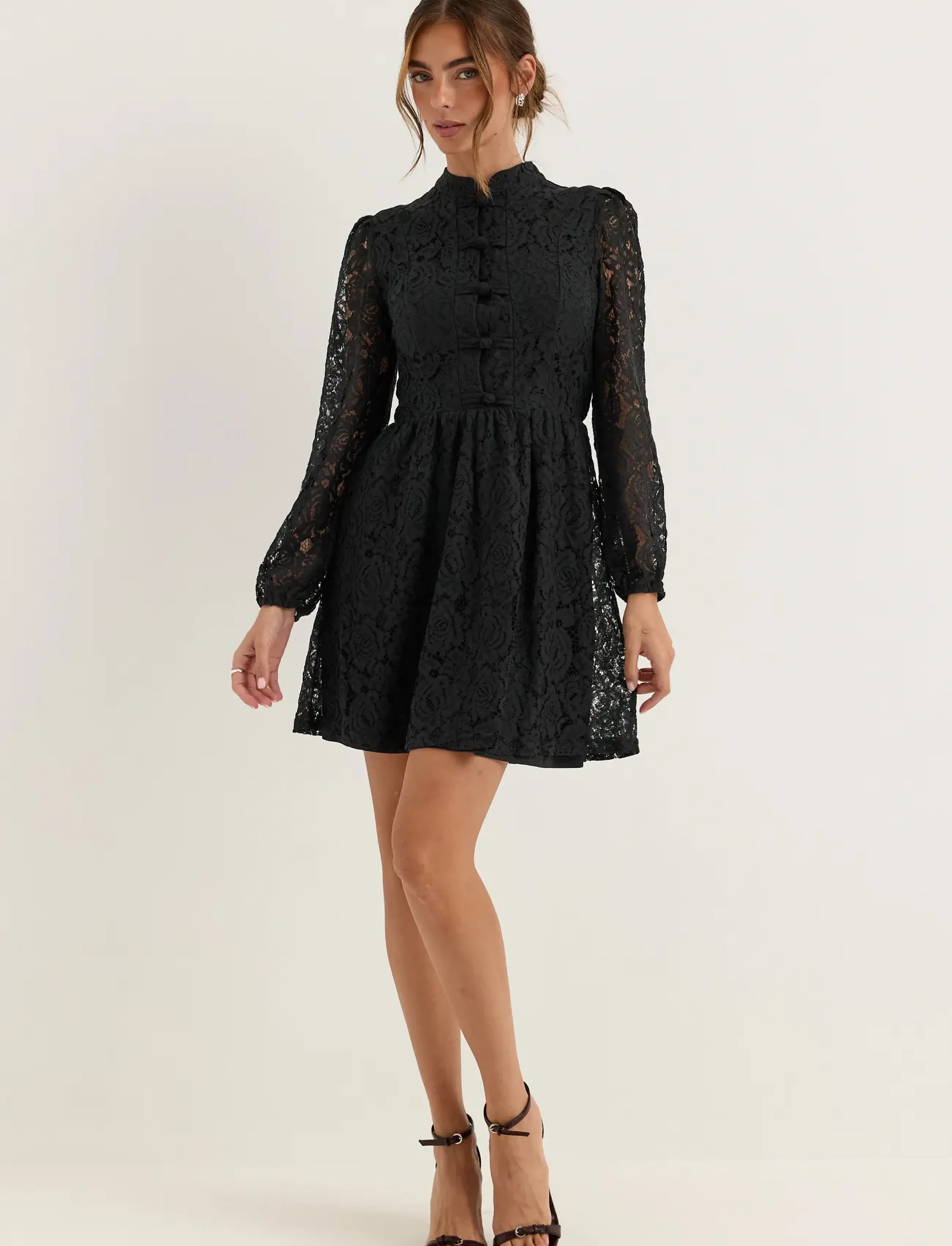 Bubbleroom Frill Lace Dress - Kleider - BLACK / black