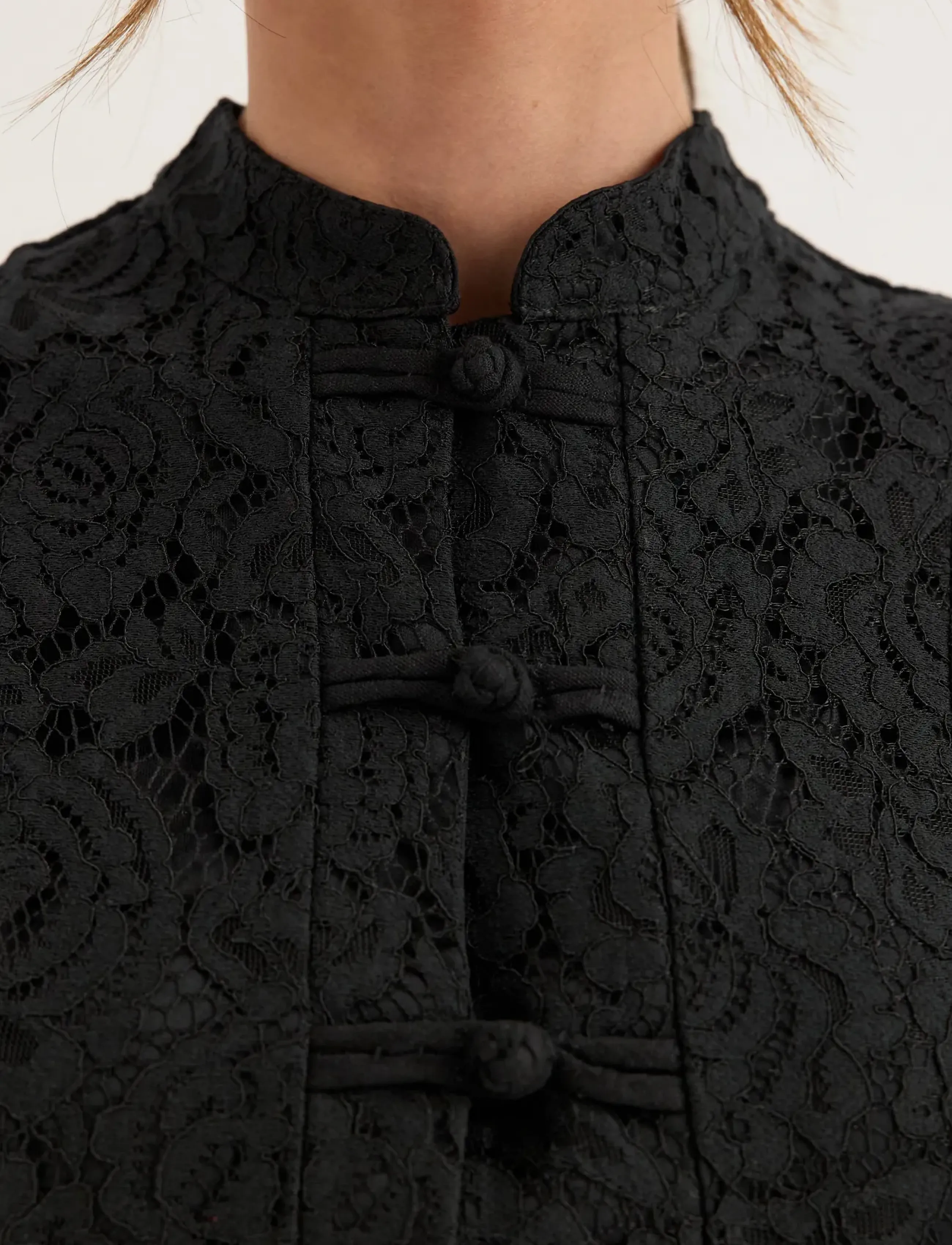 Bubbleroom - Frill Lace Dress - lace dresses - black - 5