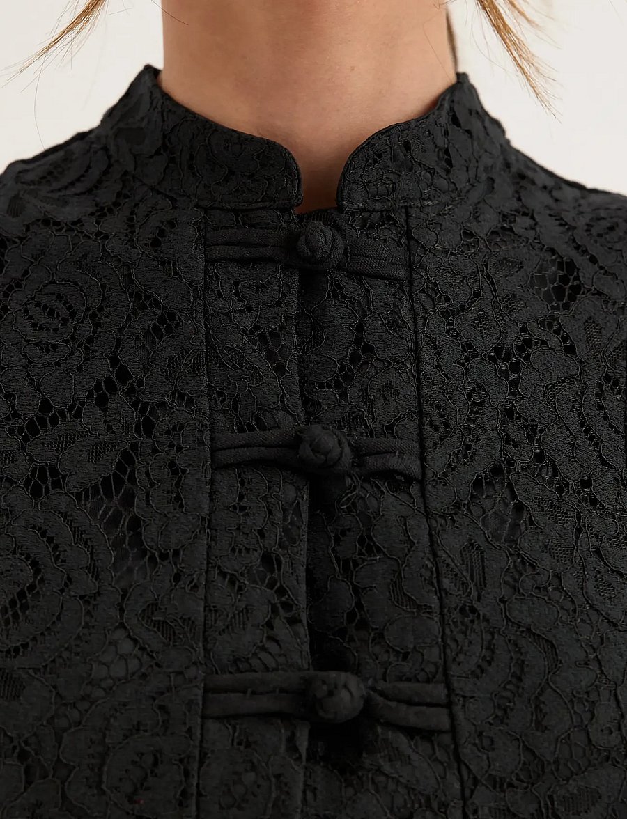 Bubbleroom - Frill Lace Dress - spitzenkleider - black - 5
