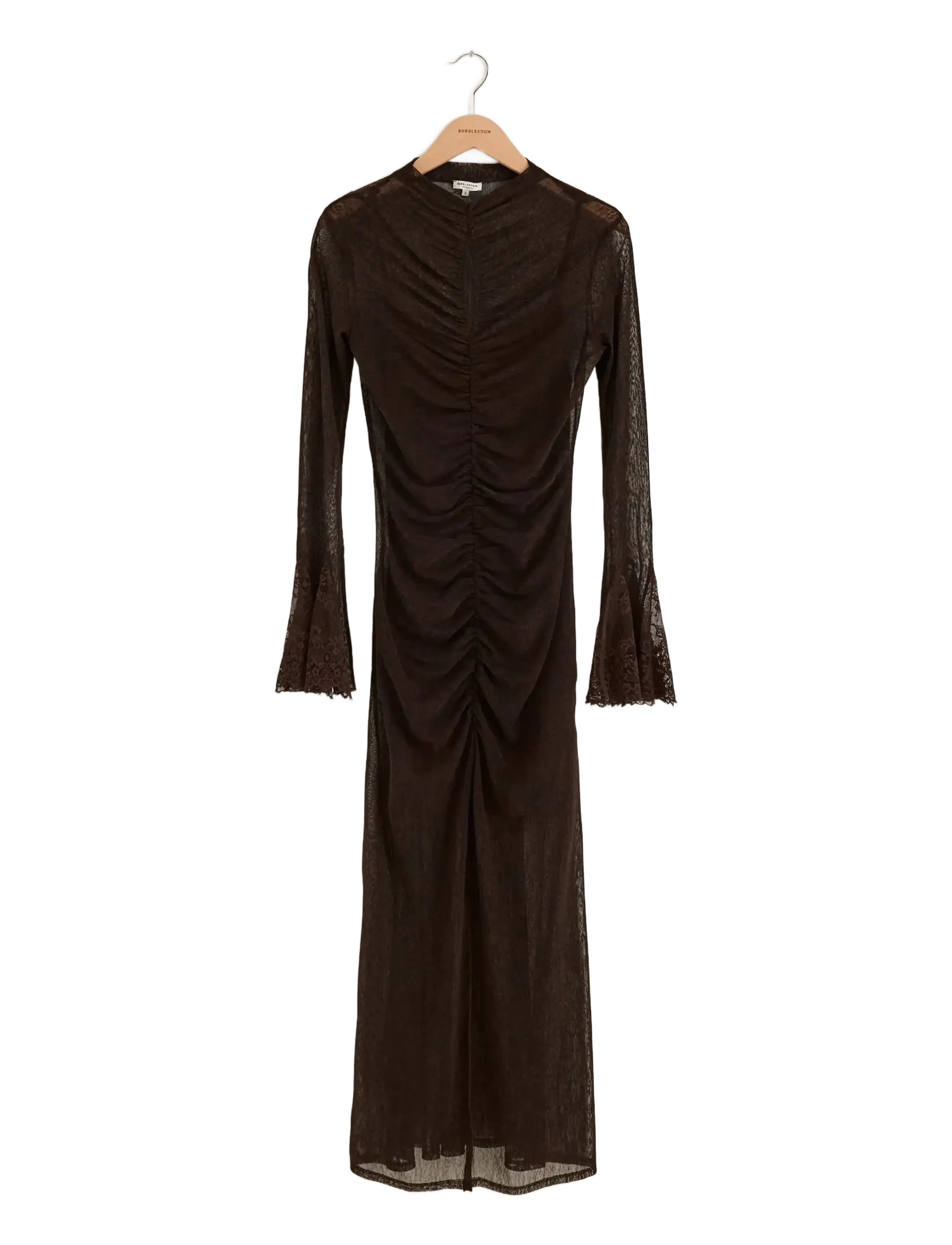 Bubbleroom - Lace Sleeve Ankle Dress - dark brown - 1