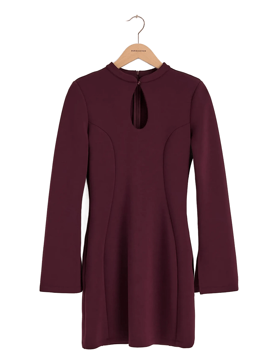 Bubbleroom - Ina Keyhole Short Power Dress - kurze kleider - dark berry - 1
