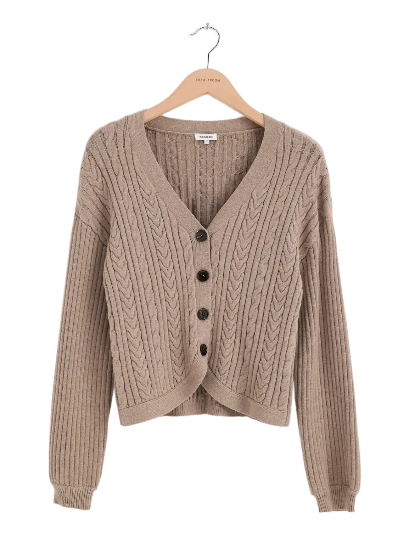 Bubbleroom Cable Knit Cardigan - Cardigans - TAUPE / beige