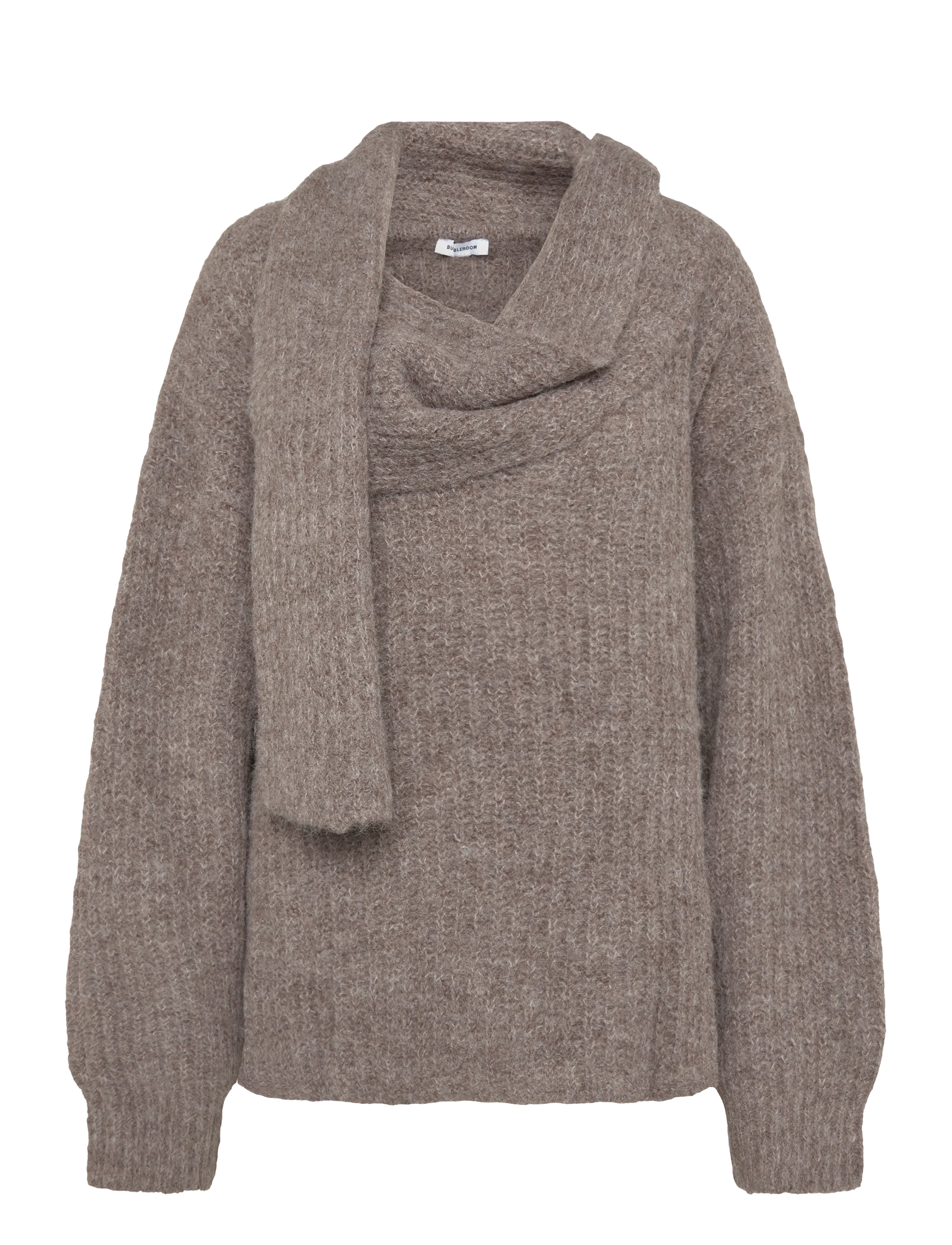 Bubbleroom Knitted Scarf Sweater - Tøj - BROWN / brown