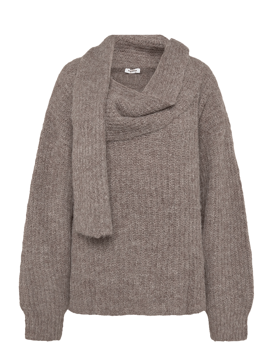 Bubbleroom - Knitted Scarf Sweater - kampsunid - brown - 1