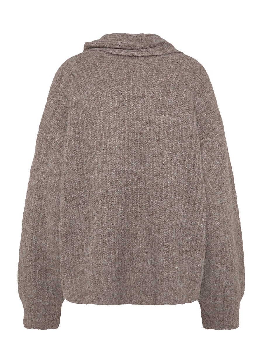 Bubbleroom - Knitted Scarf Sweater - kampsunid - brown - 2
